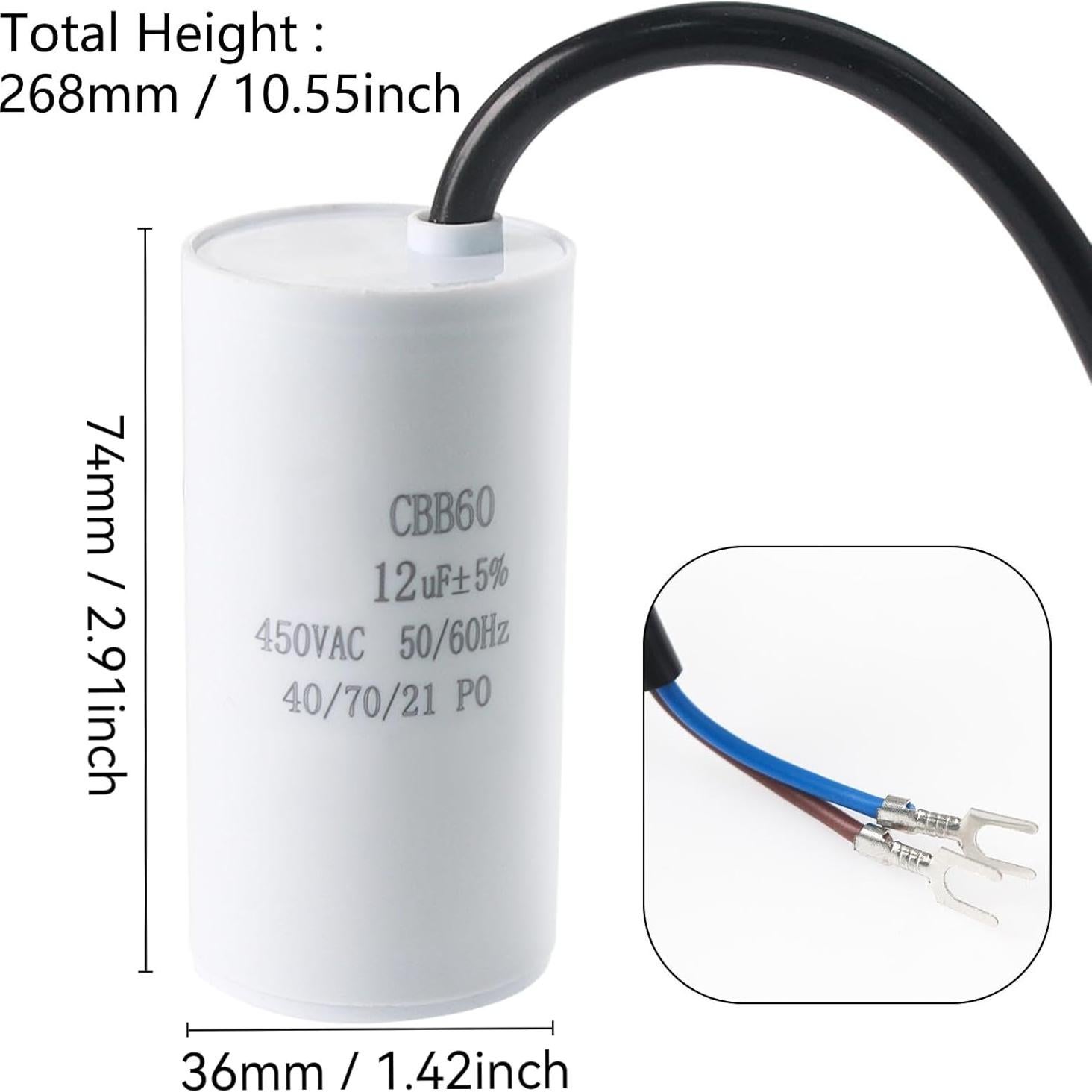 Condensador CBB60 12uF 450V AC para Aire Acondicionado