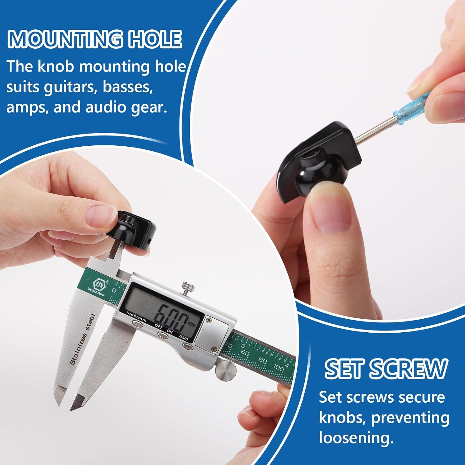 Perillas de Potenciómetro DROK 6mm Negras - Paquete de 10