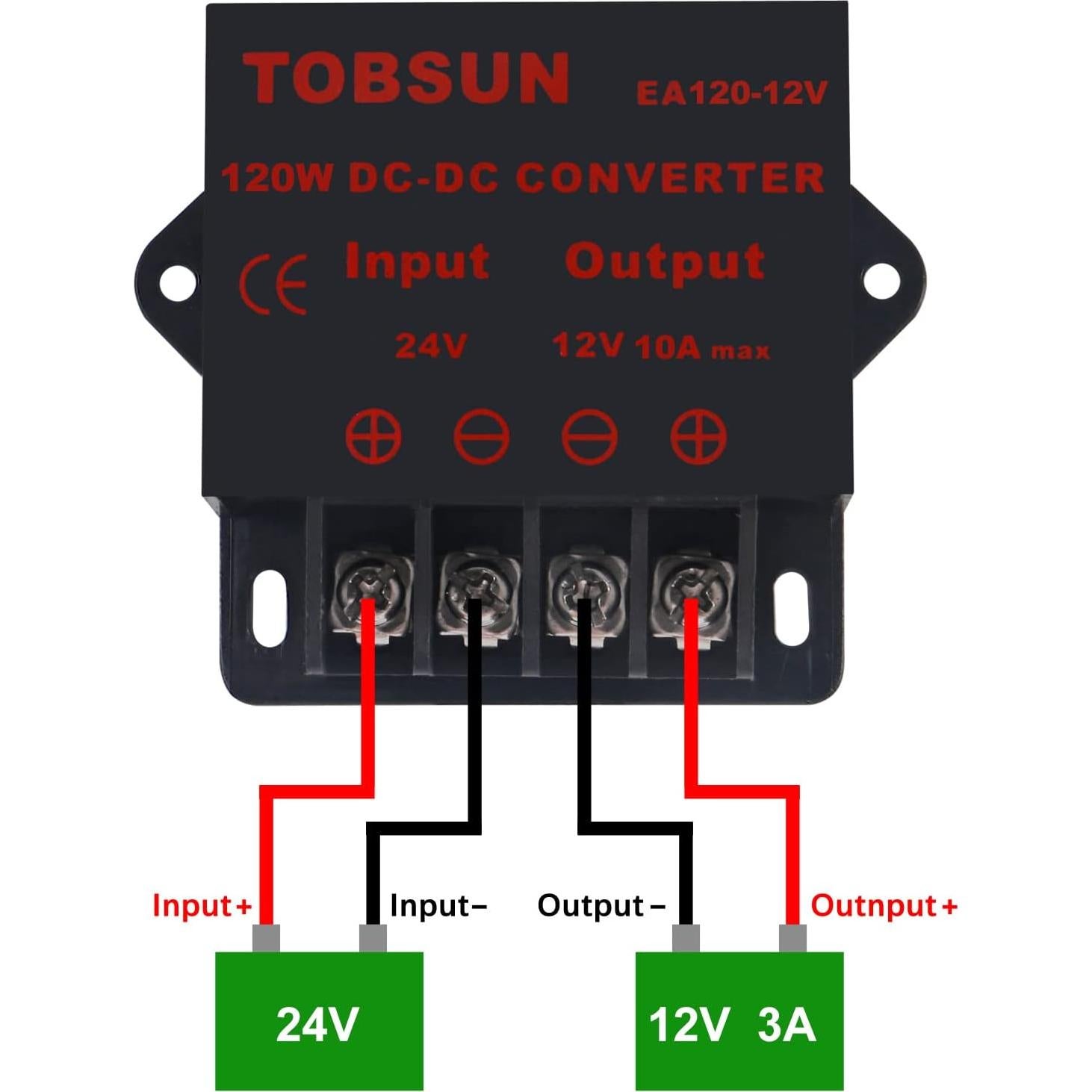 Convertidor de Voltaje DC 24V a 12V 10A 120W Dweii