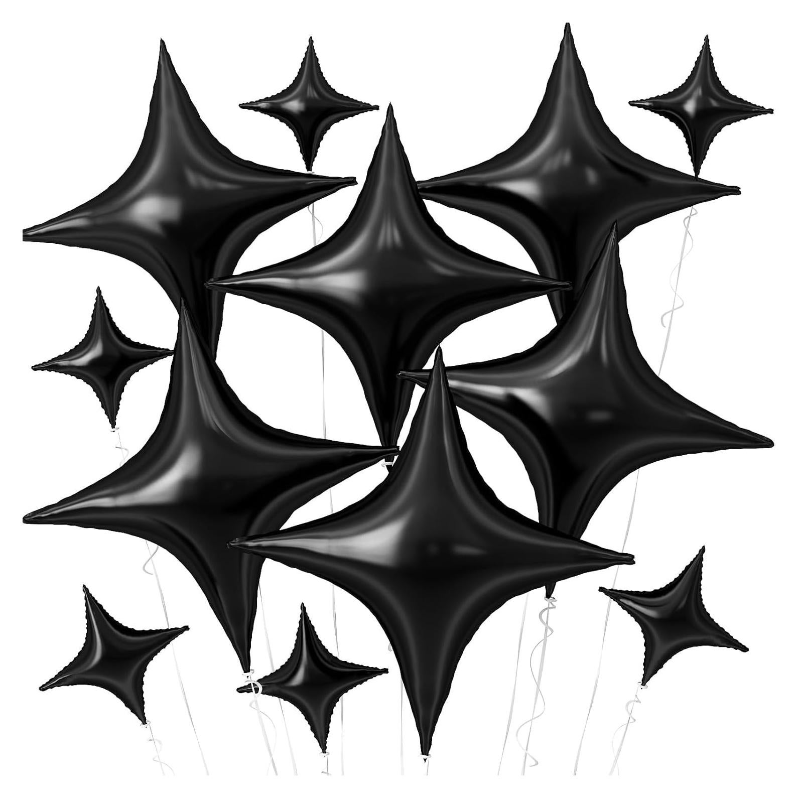 Globos Estrella Negros 12 Piezas 66 cm y 25 cm Adorely