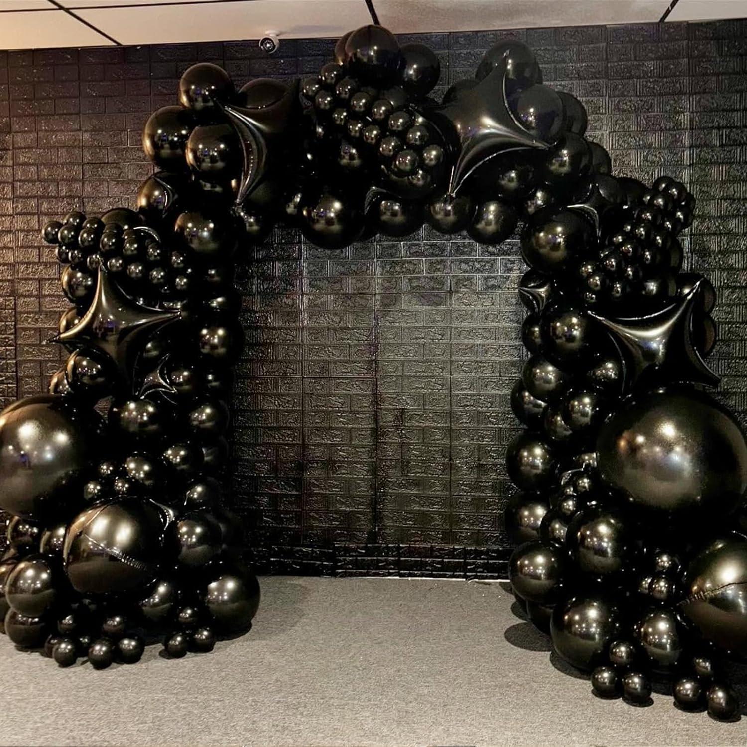 Globos Estrella Negros 12 Piezas 66 cm y 25 cm Adorely