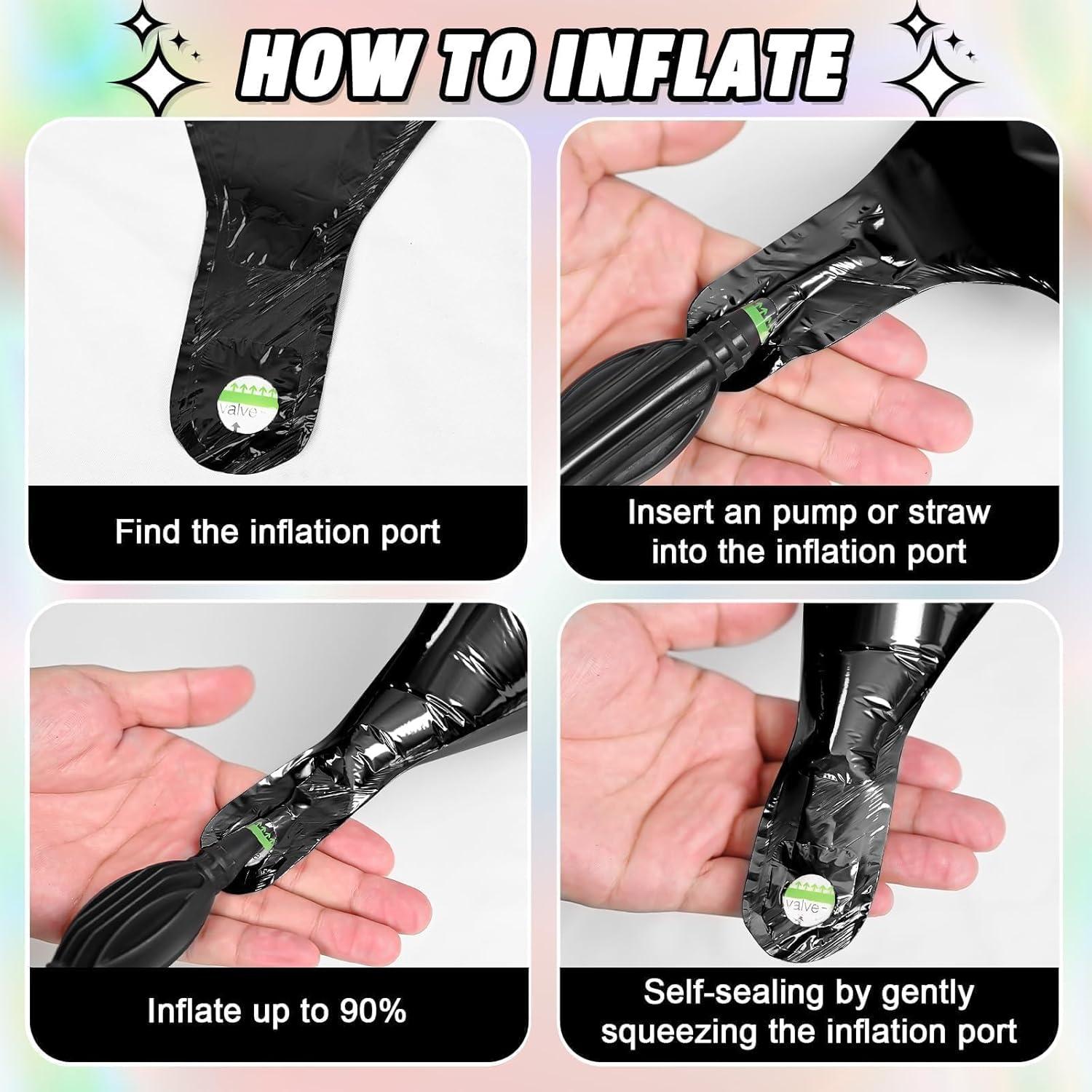 Globos Estrella Negros 12 Piezas 66 cm y 25 cm Adorely