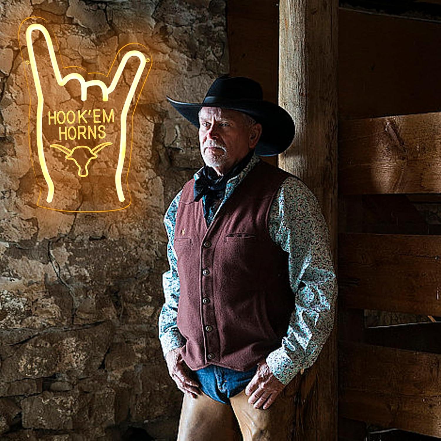 Luz de Neón Hook Em Horns TEXAS Dimmable 30x20 cm