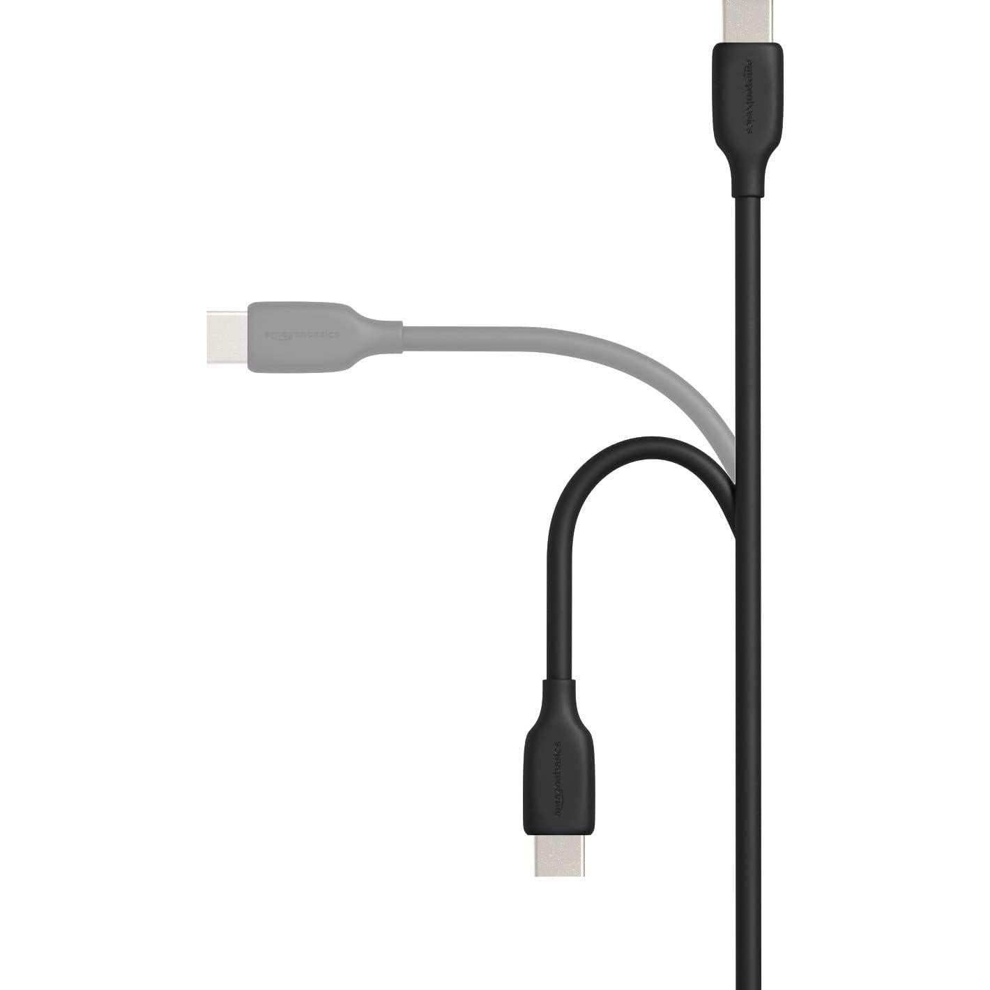 Cable USB-C 2.0 Amazon Basics 3m Carga Rápida 60W Negro