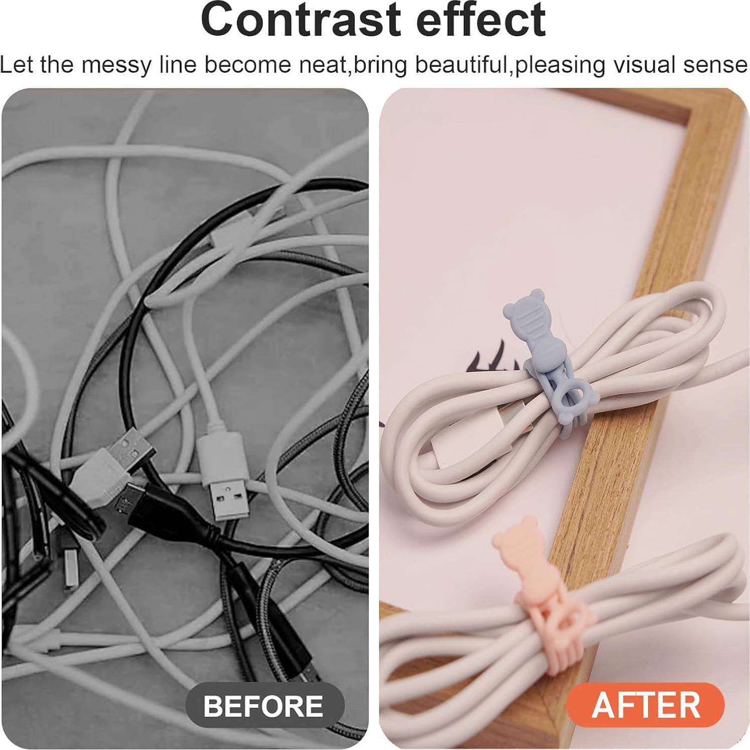 Organizador de Cables Reutilizable IFNOW 16 Piezas Silicona Blanco