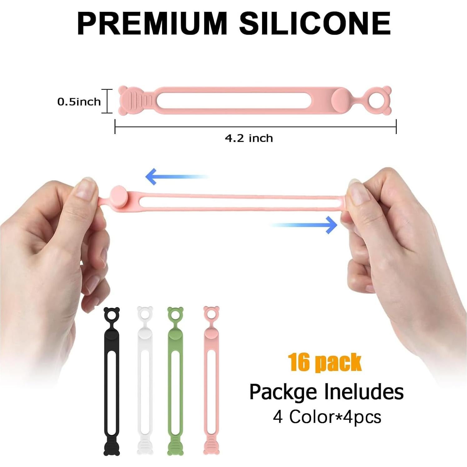 Organizador de Cables Reutilizable IFNOW 16 Piezas Silicona Blanco