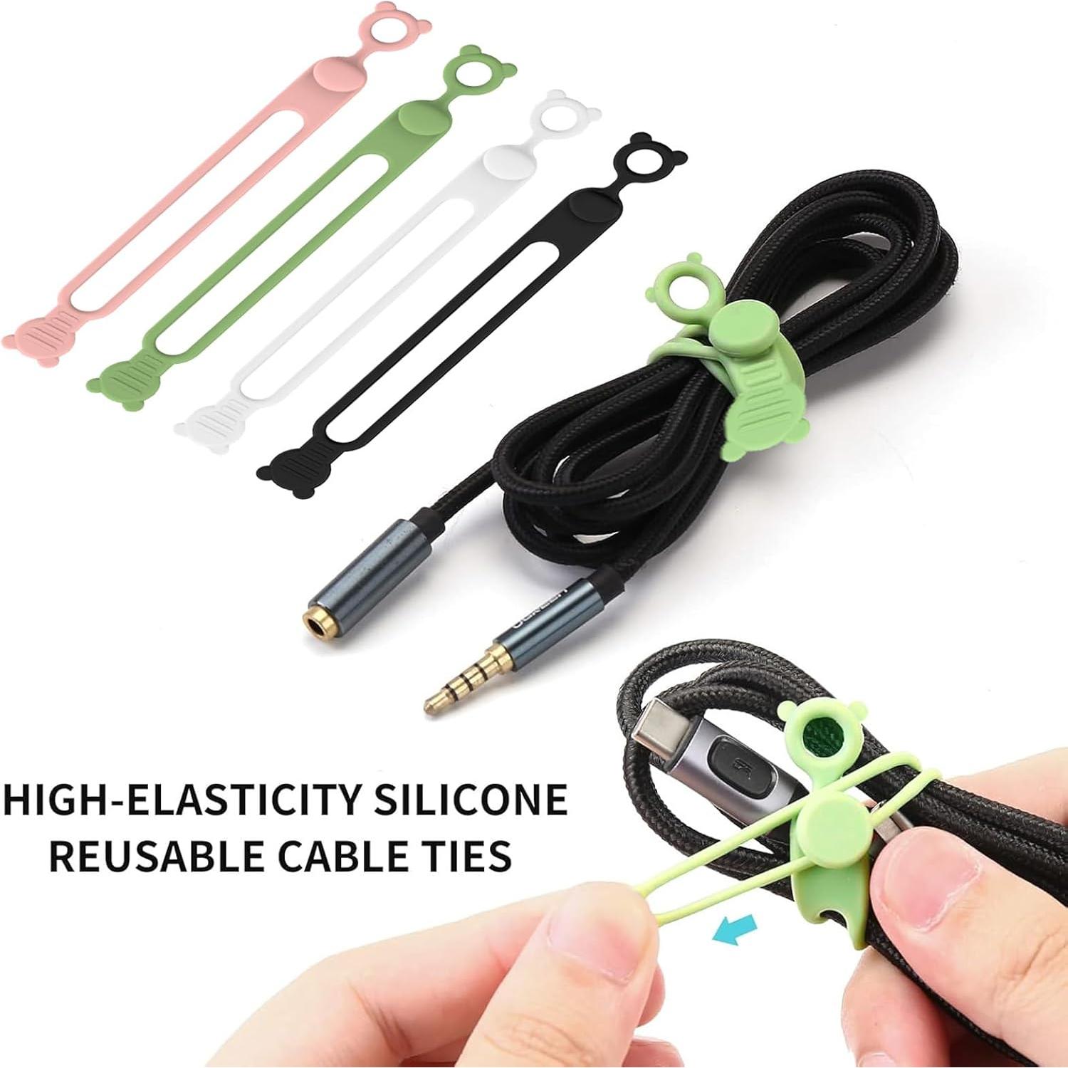 Organizador de Cables Reutilizable IFNOW 16 Piezas Silicona Blanco