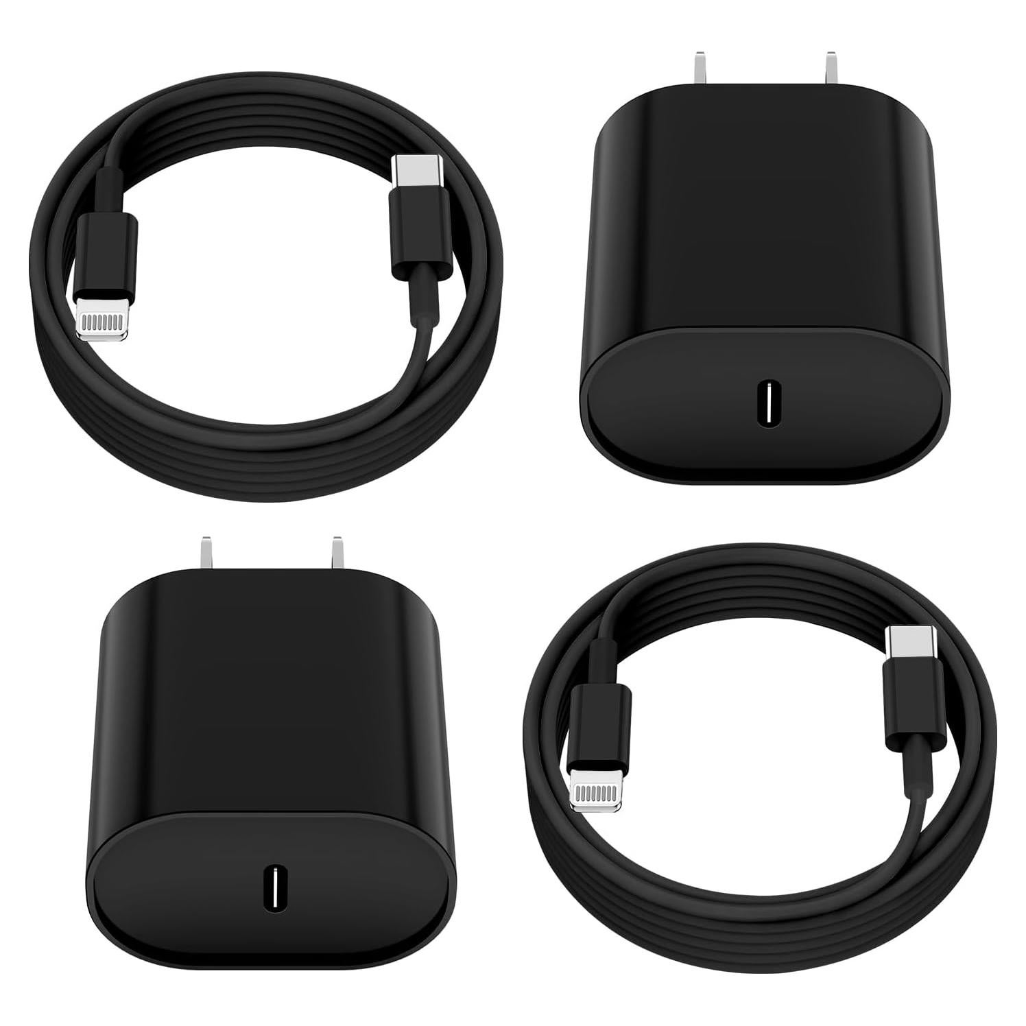 Cargador Rápido 20W USB C a Lightning 2Pack 1.83m Negro