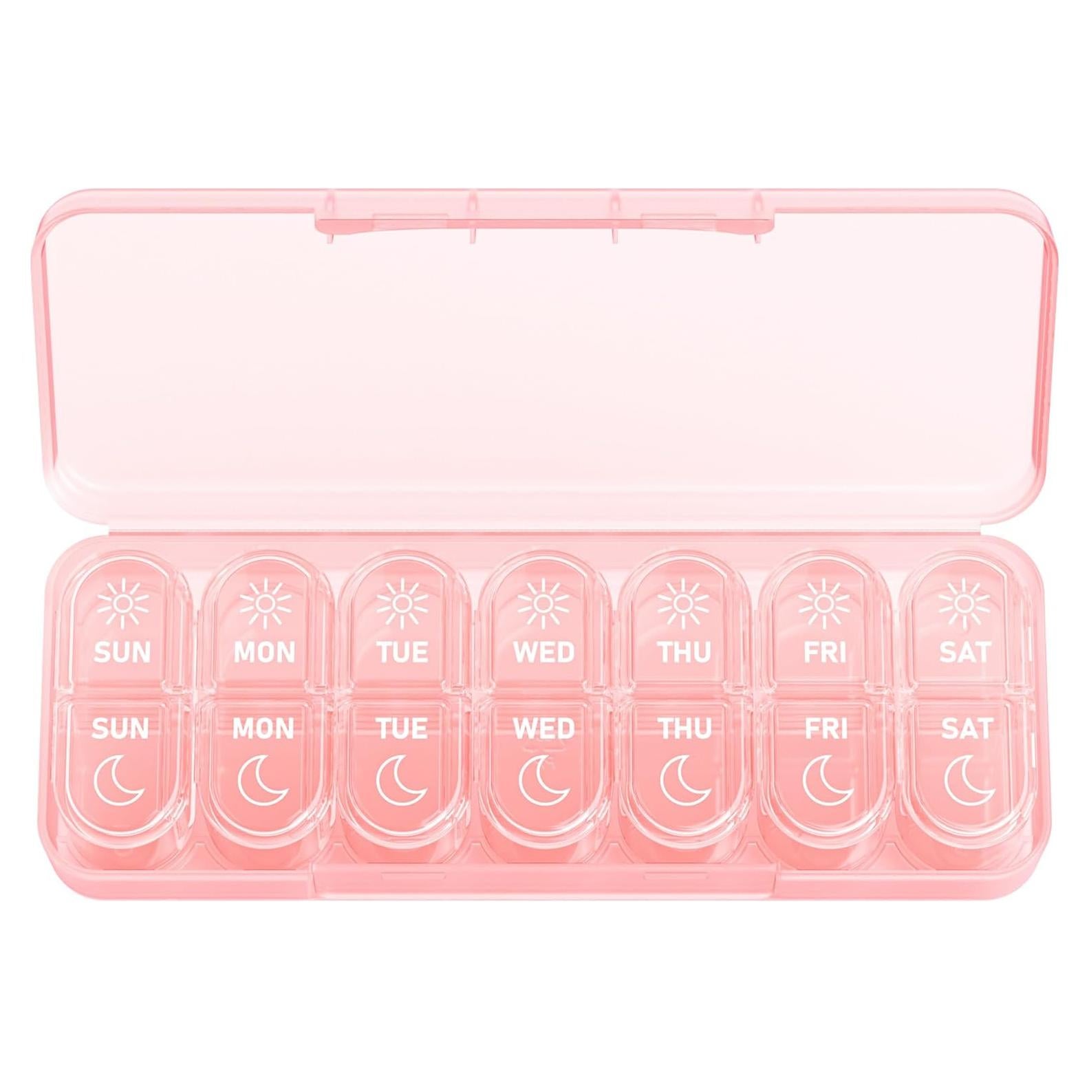 Organizador Semanal de Pastillas Daviky Rosa 7 Días AM PM