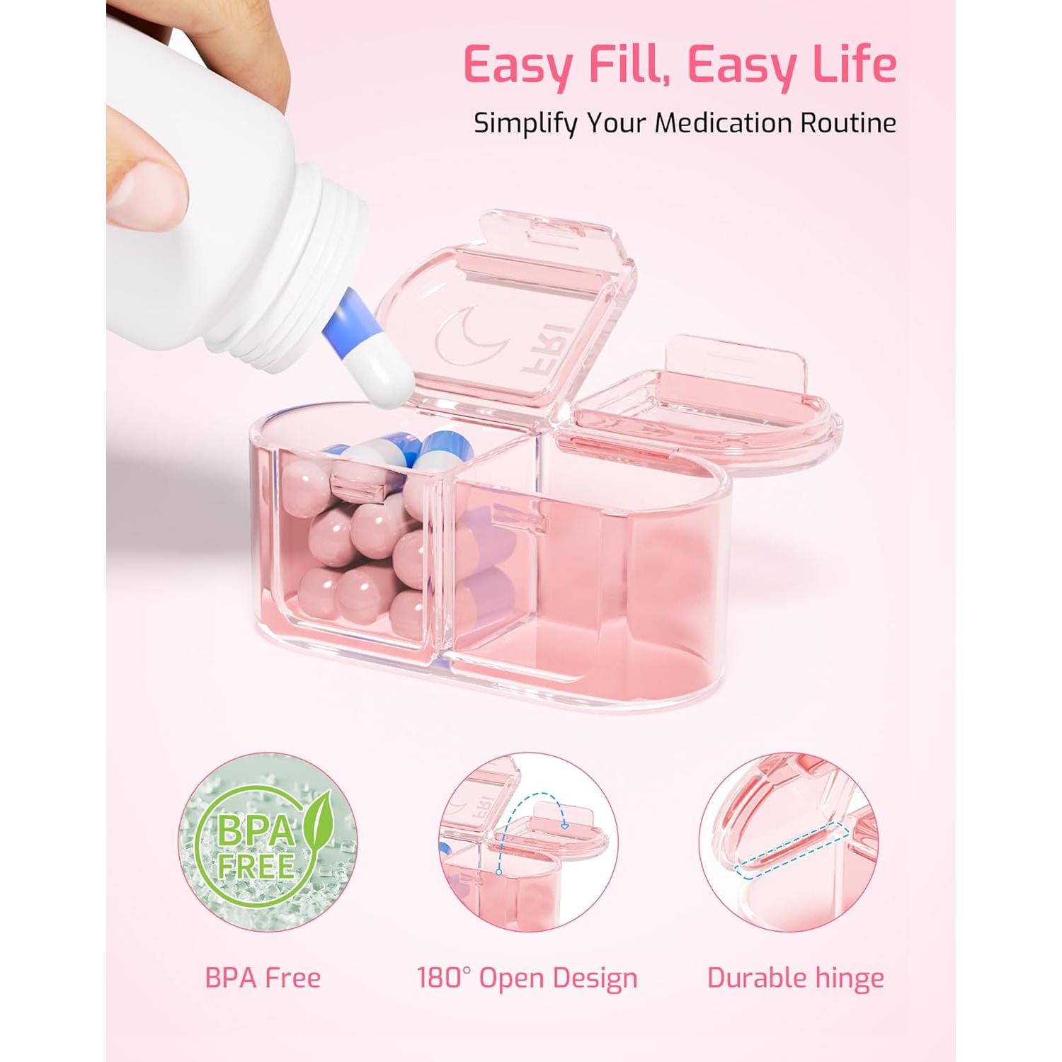 Organizador Semanal de Pastillas Daviky Rosa 7 Días AM PM