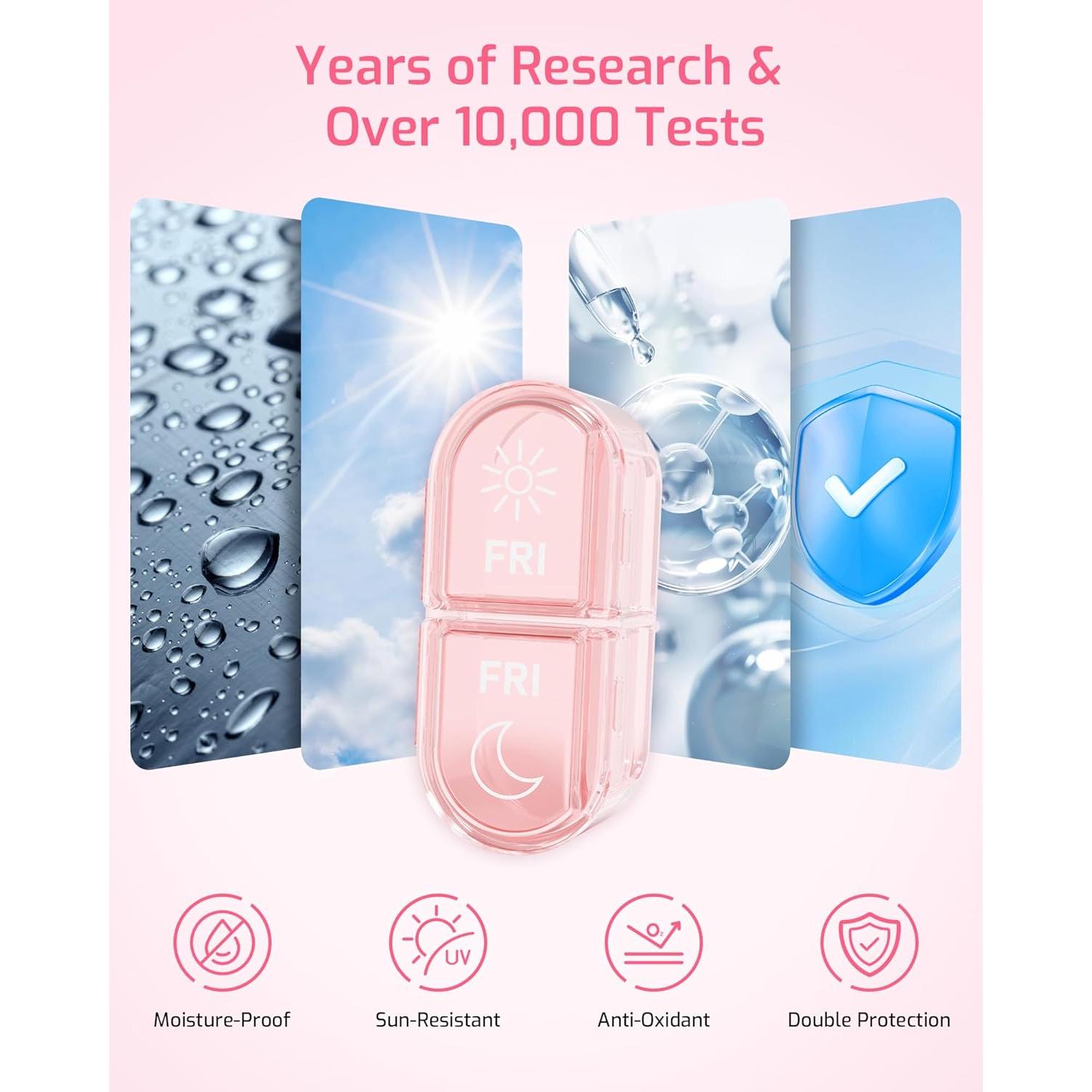 Organizador Semanal de Pastillas Daviky Rosa 7 Días AM PM