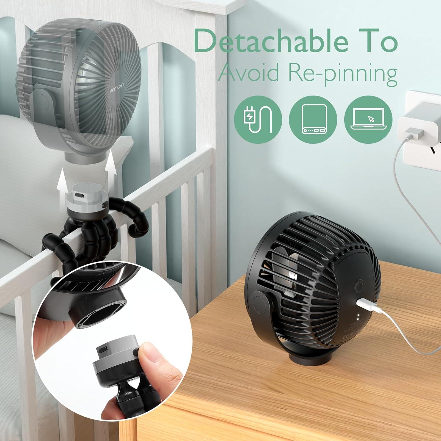 Ventilador Portátil para Cochecito Momcozy PF01 8000mAh 4 Velocidades