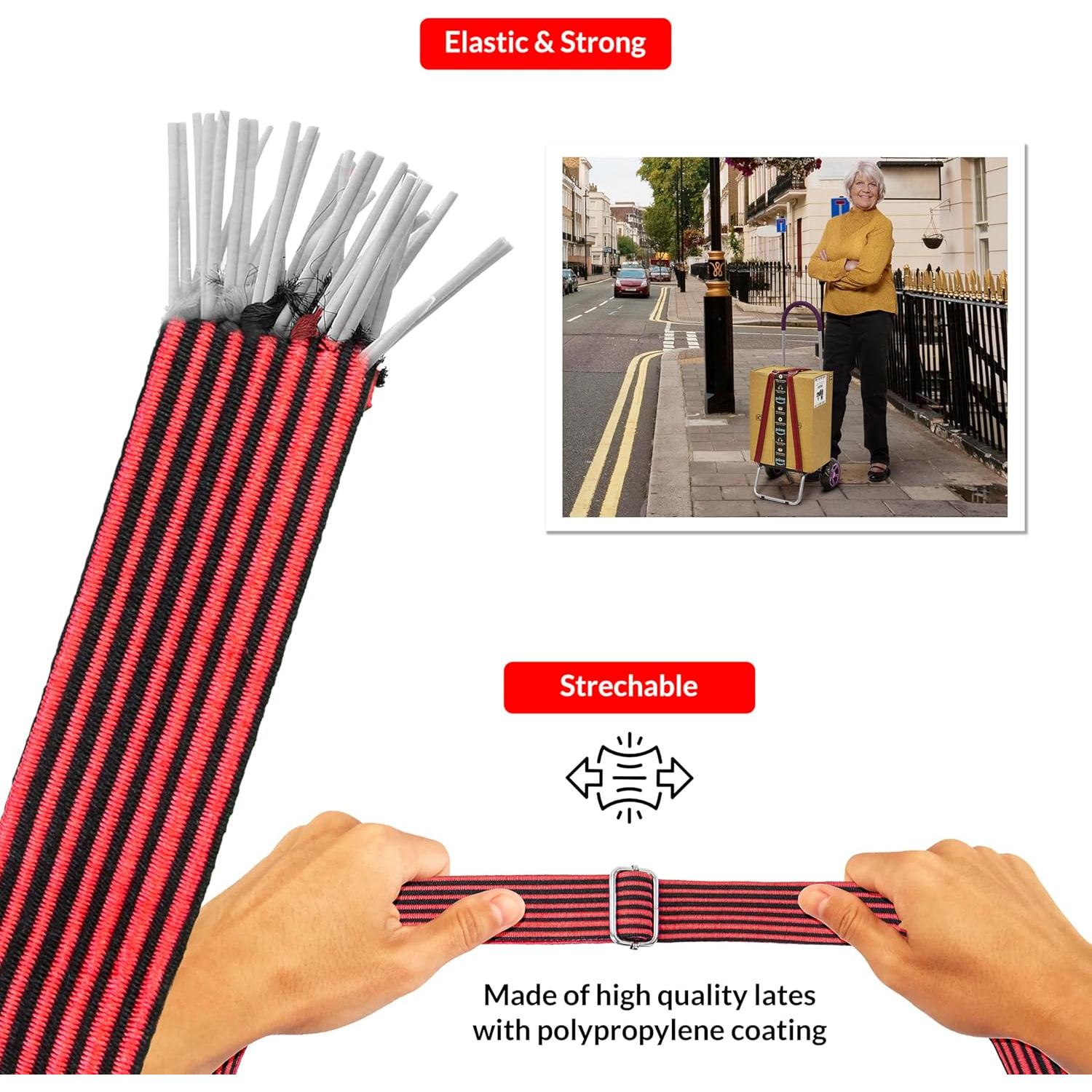 Cuerda Bungee Plana Ajustable dbest 63" con Ganchos Resistente