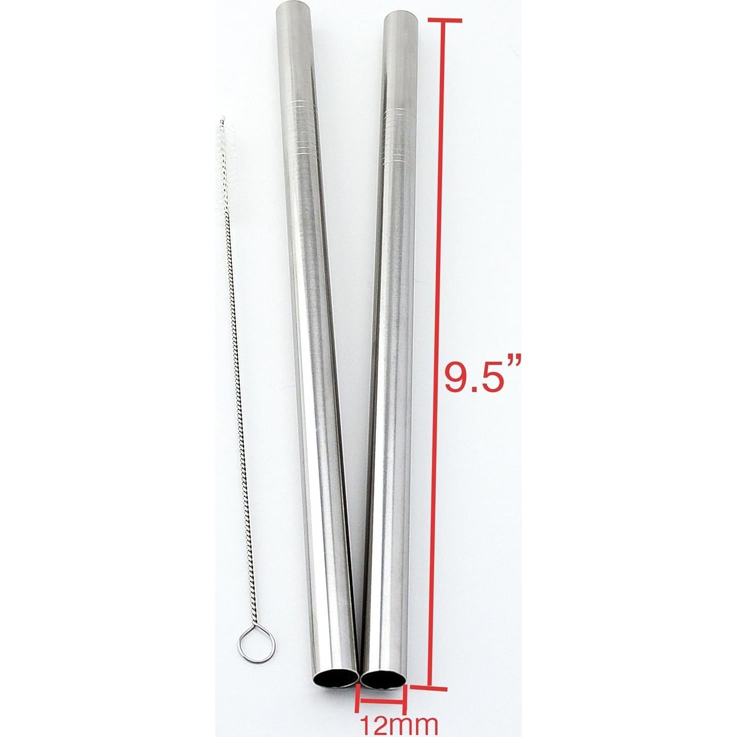 Pajillas de Acero Inoxidable CocoStraw 2 Unidades Extra Anchas