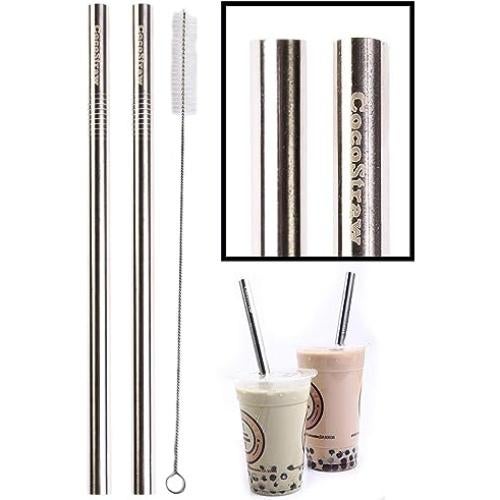 Pajillas de Acero Inoxidable CocoStraw 2 Unidades Extra Anchas