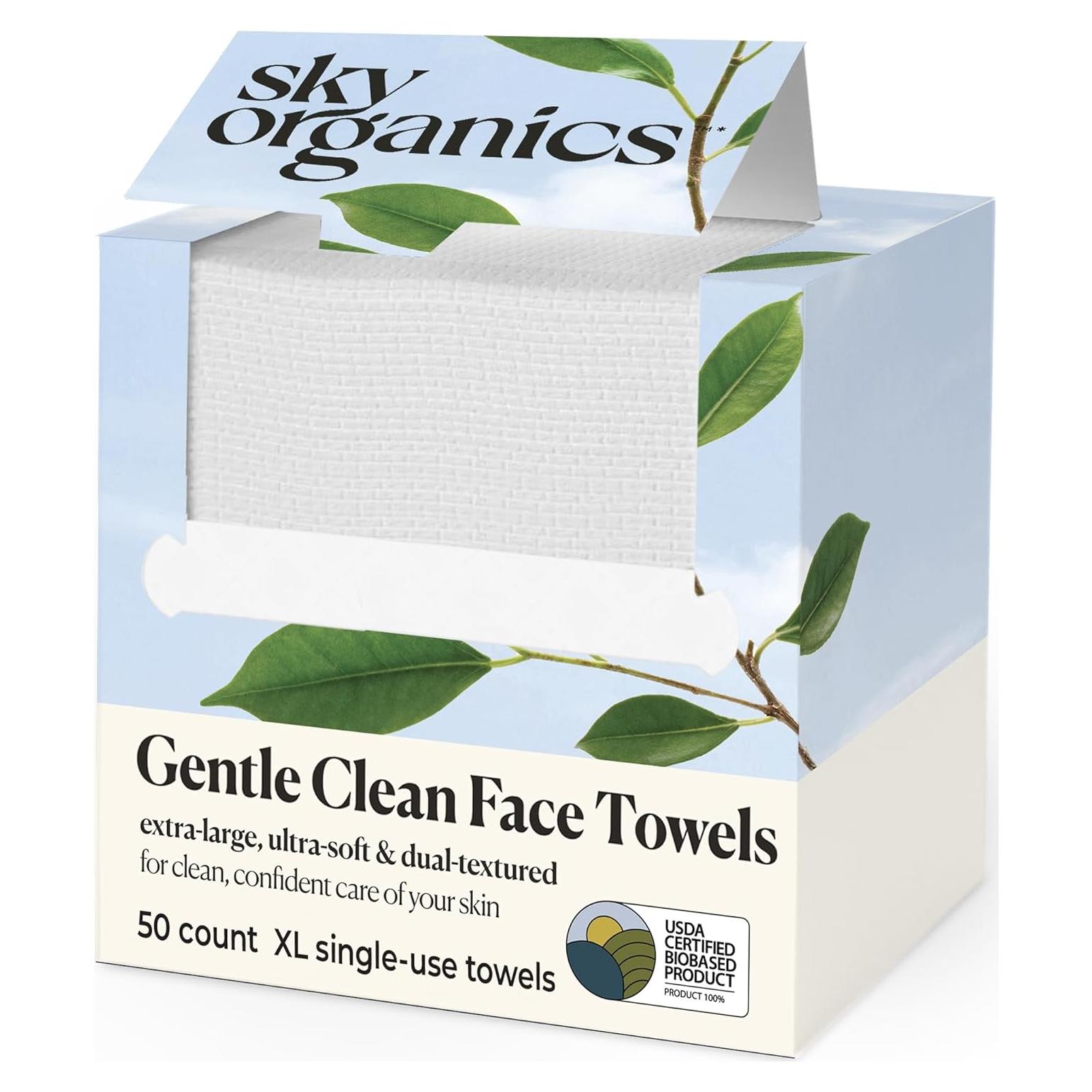 Toallitas Faciales Desechables Sky Organics - 50 Unidades XL
