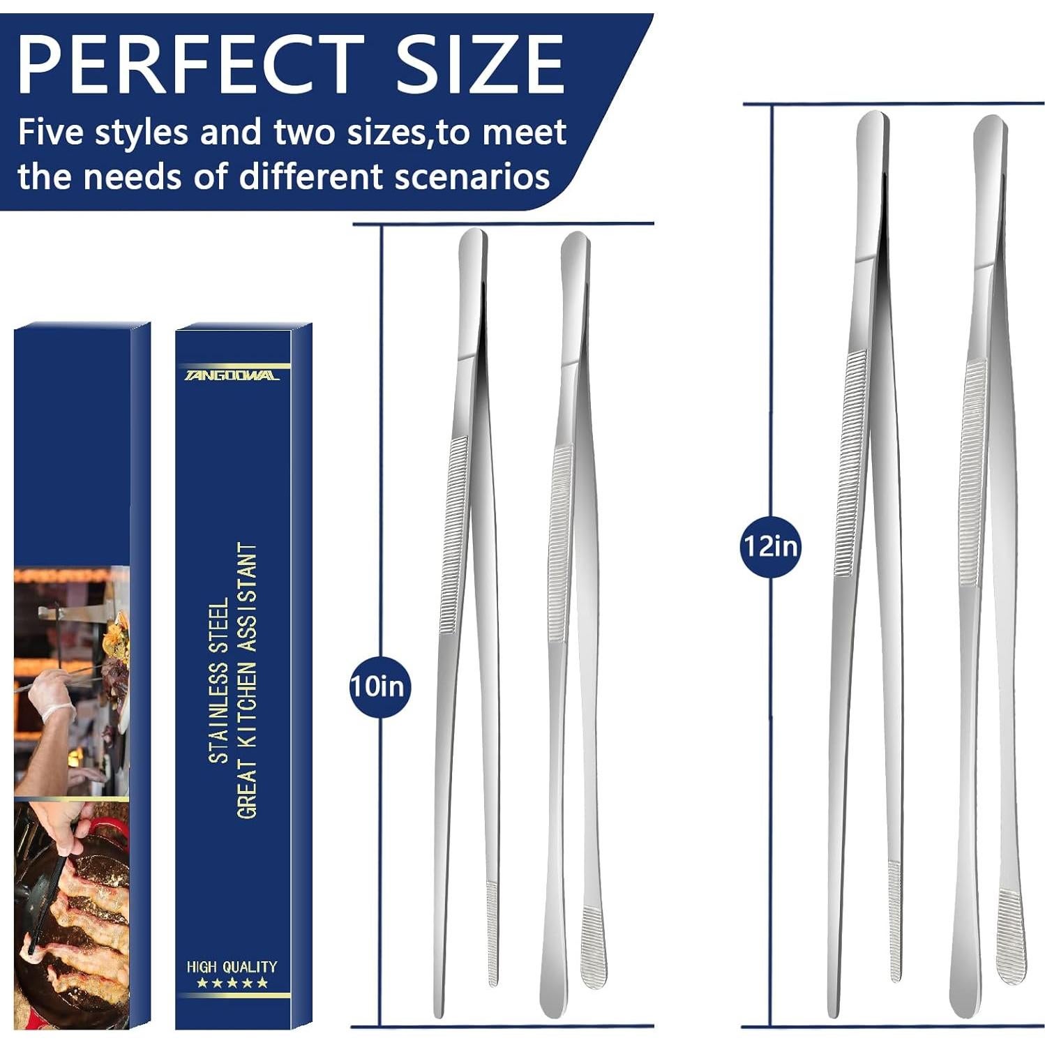 Juego de Pinzas de Cocina 4 Piezas Acero Inoxidable Tangoowal
