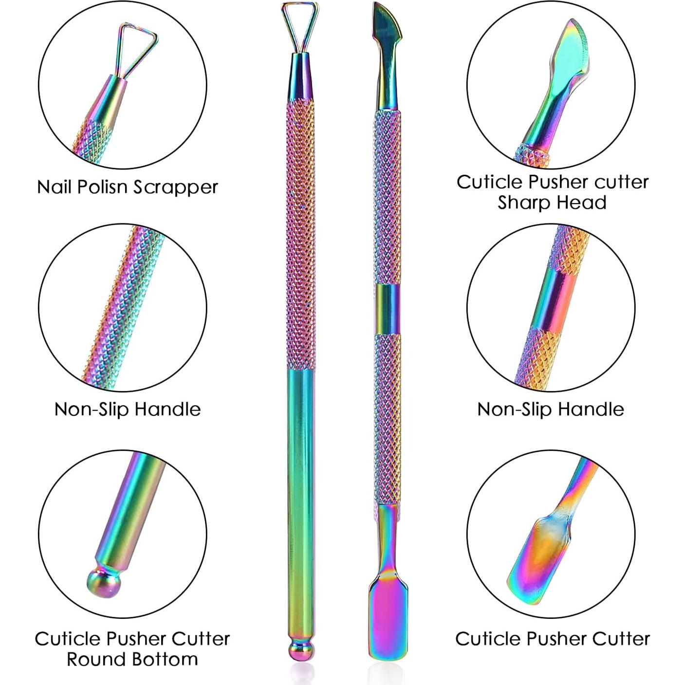 Juego de 2 Herramientas de Cutículas YINYIN - Acero Inoxidable