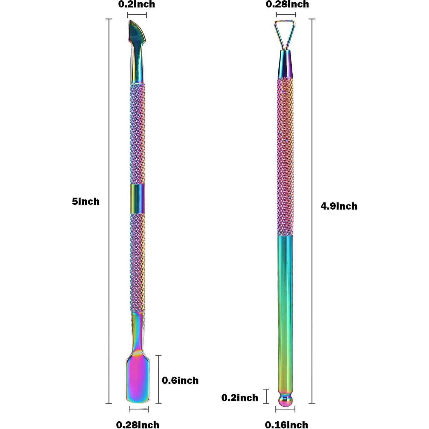 Juego de 2 Herramientas de Cutículas YINYIN - Acero Inoxidable