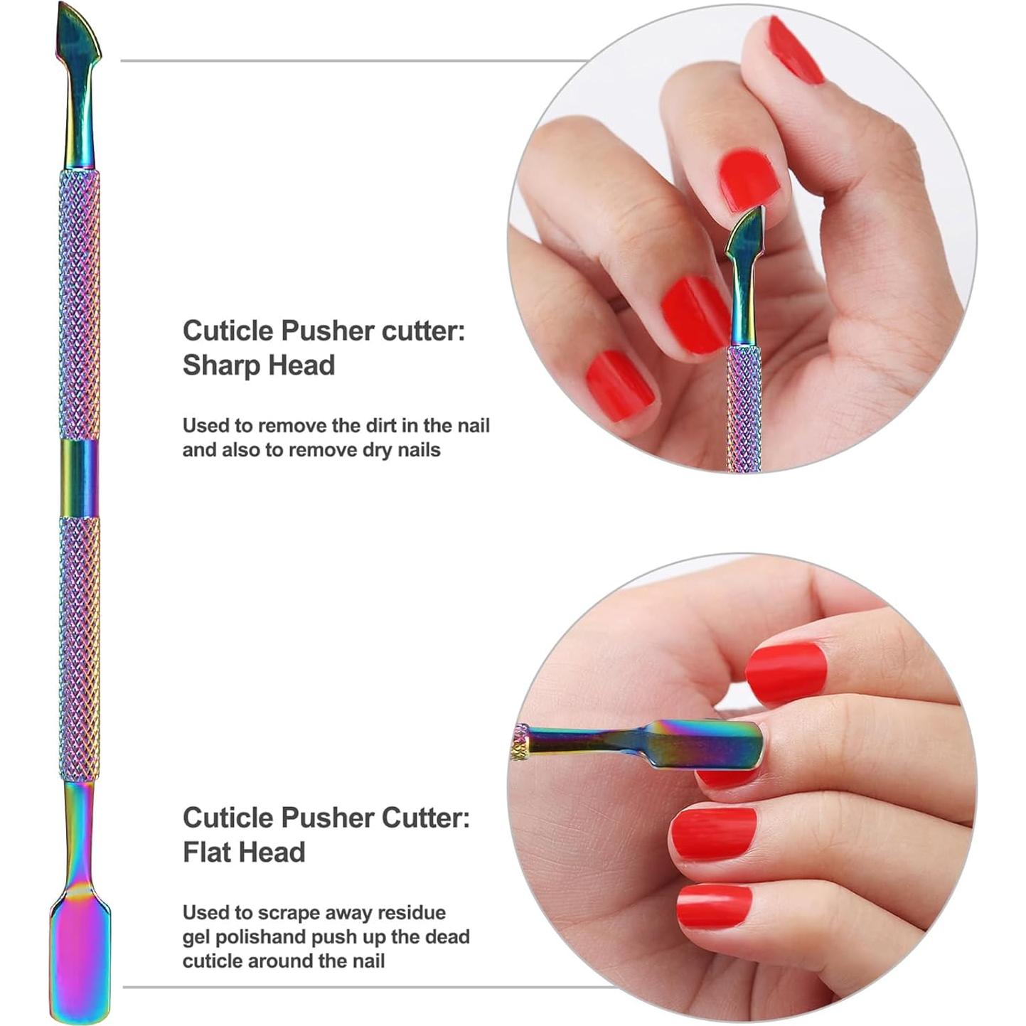 Juego de 2 Herramientas de Cutículas YINYIN - Acero Inoxidable