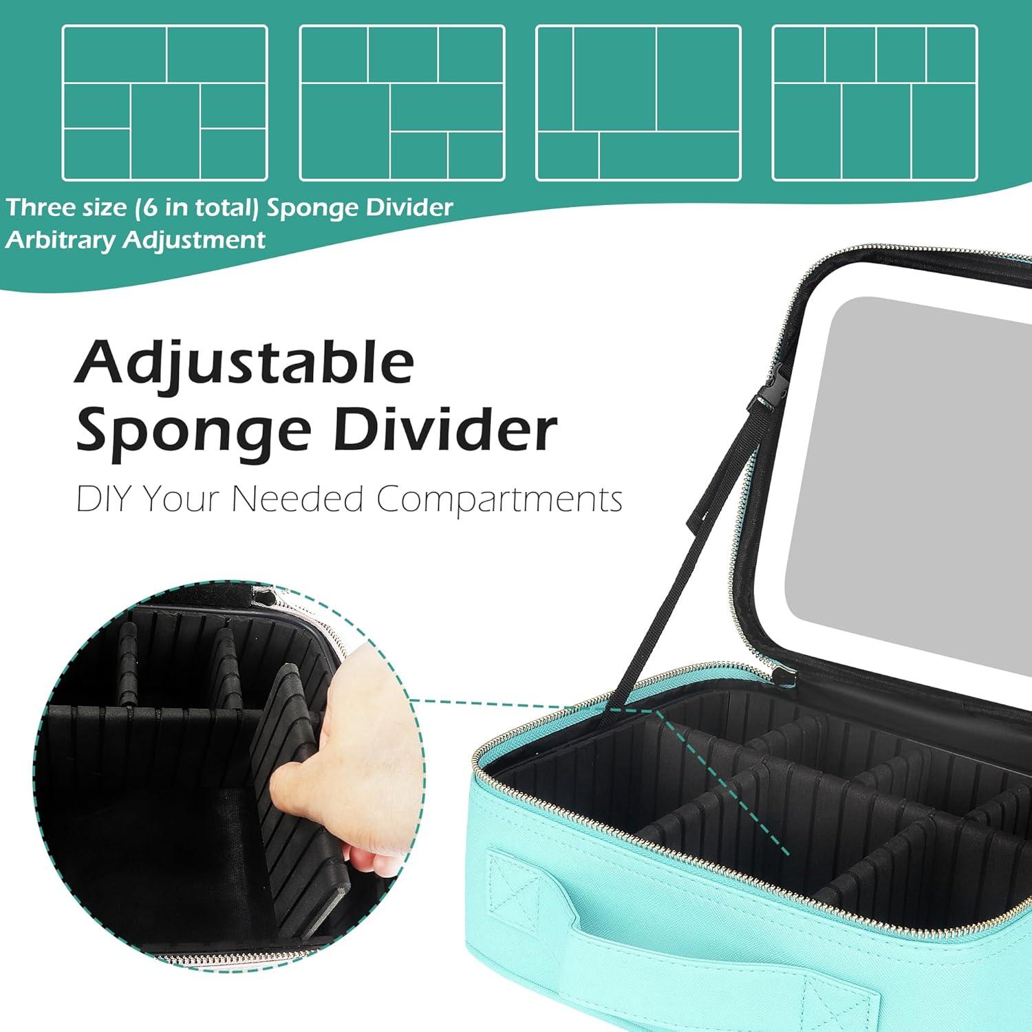 Bolsa de Maquillaje de Viaje MOMIRA Azul Aqua con Espejo Iluminado