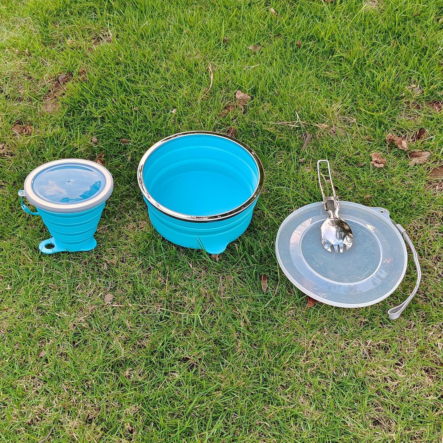 Kit de Comida Plegable para Camping Silicona Grado Alimenticio - 3 Piezas