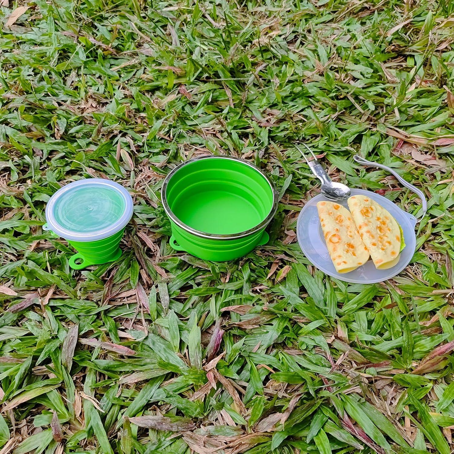 Kit de Comida Plegable para Camping Silicona Grado Alimenticio - 3 Piezas