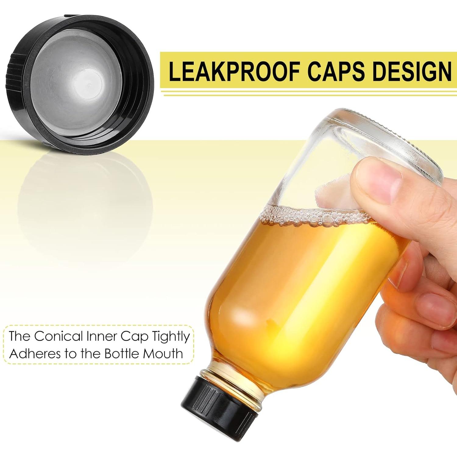 6 Botellas de Vidrio 120ml AOZITA con Tapas y Embudos