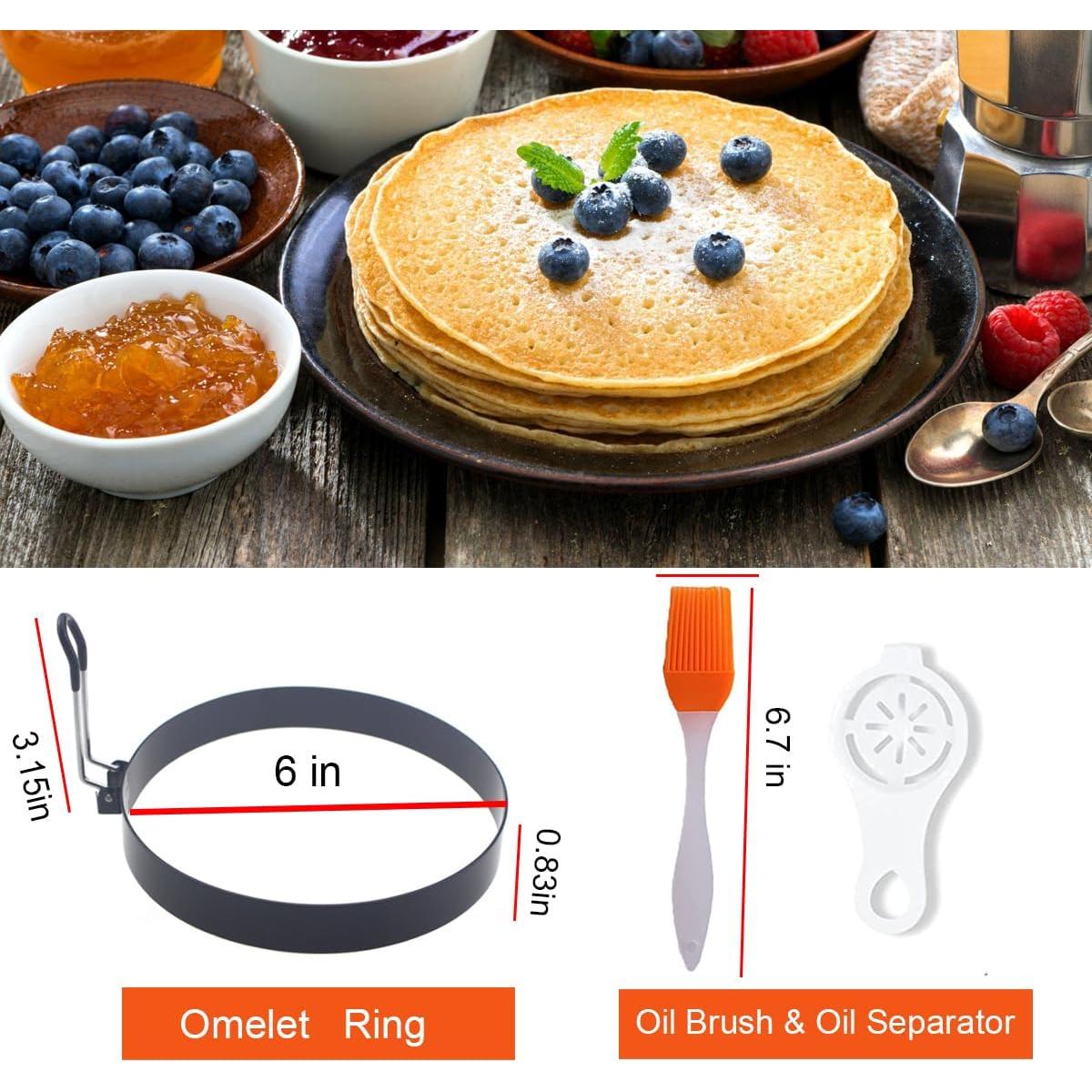 Anillo de Pancakes WOWITIS 15 cm Antiadherente 2 Piezas