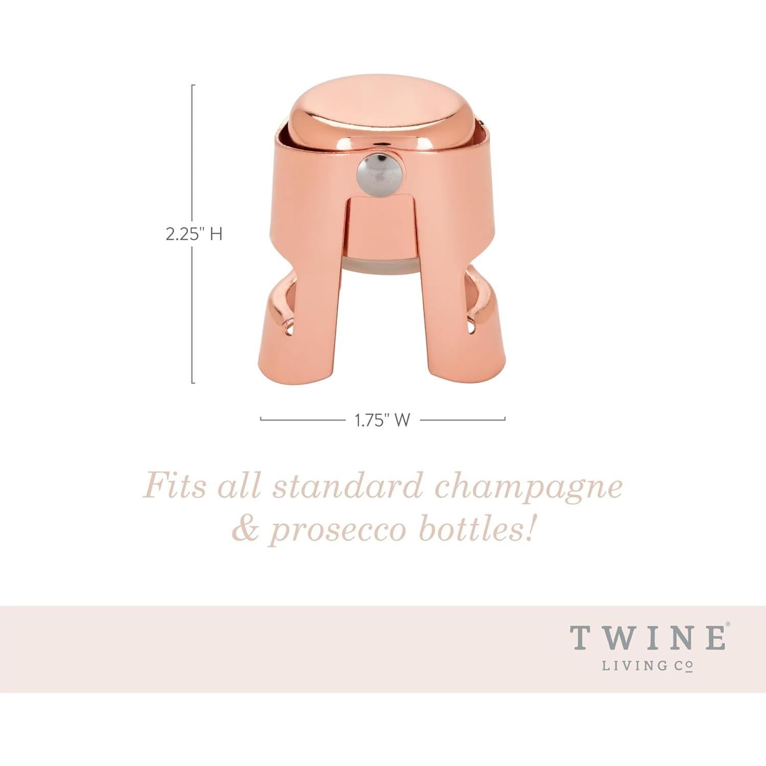 Tapón de Champagne Twine de Acero Inoxidable y Silicona