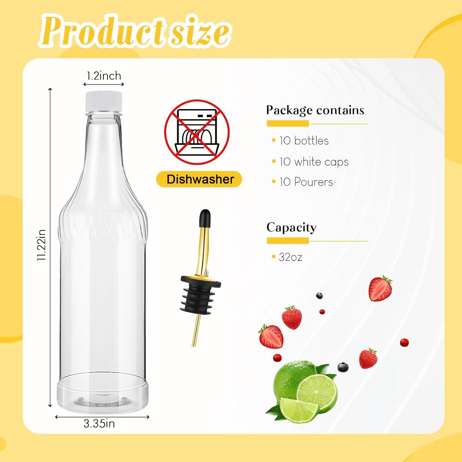 Botellas de Plástico Dandat 32 oz Cuello Largo 20 Pcs Oro