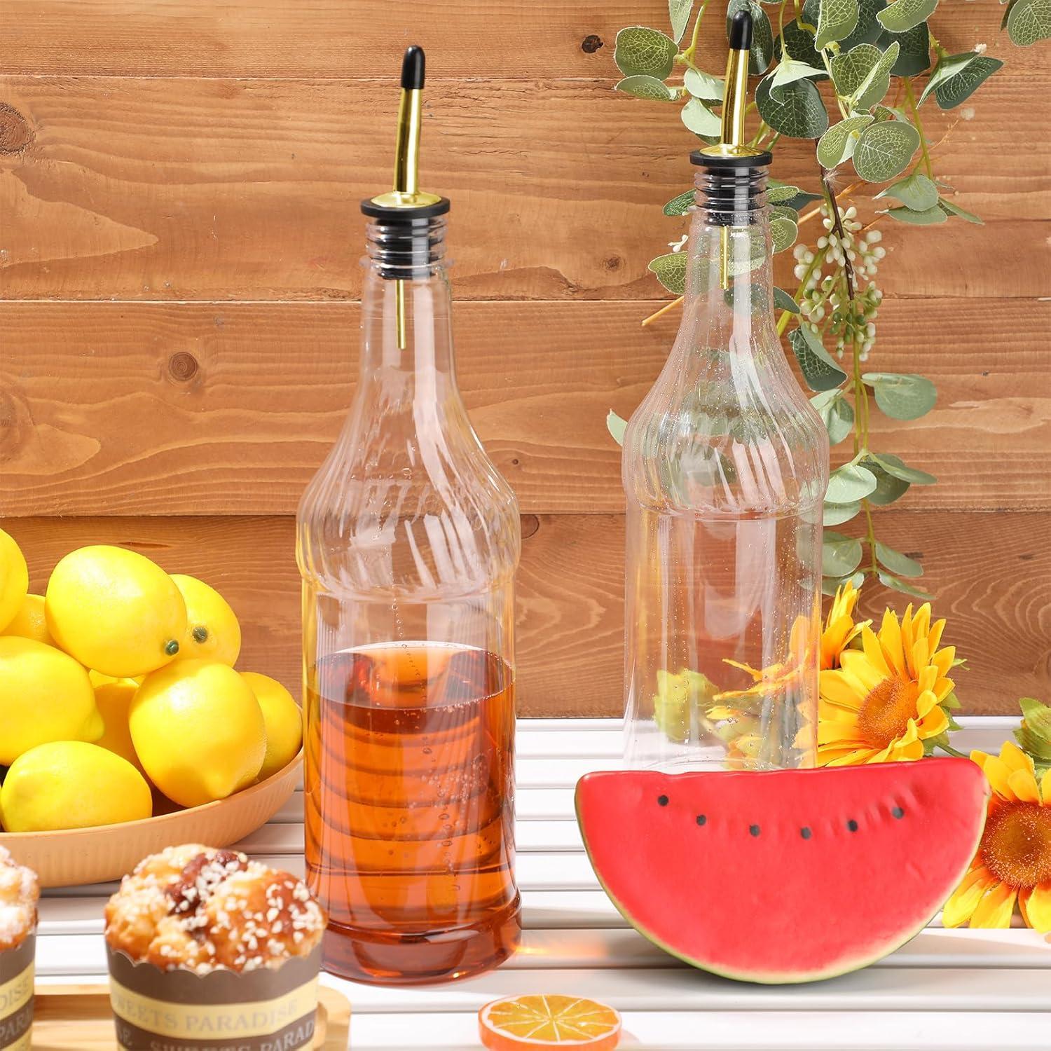 Botellas de Plástico Dandat 32 oz Cuello Largo 20 Pcs Oro