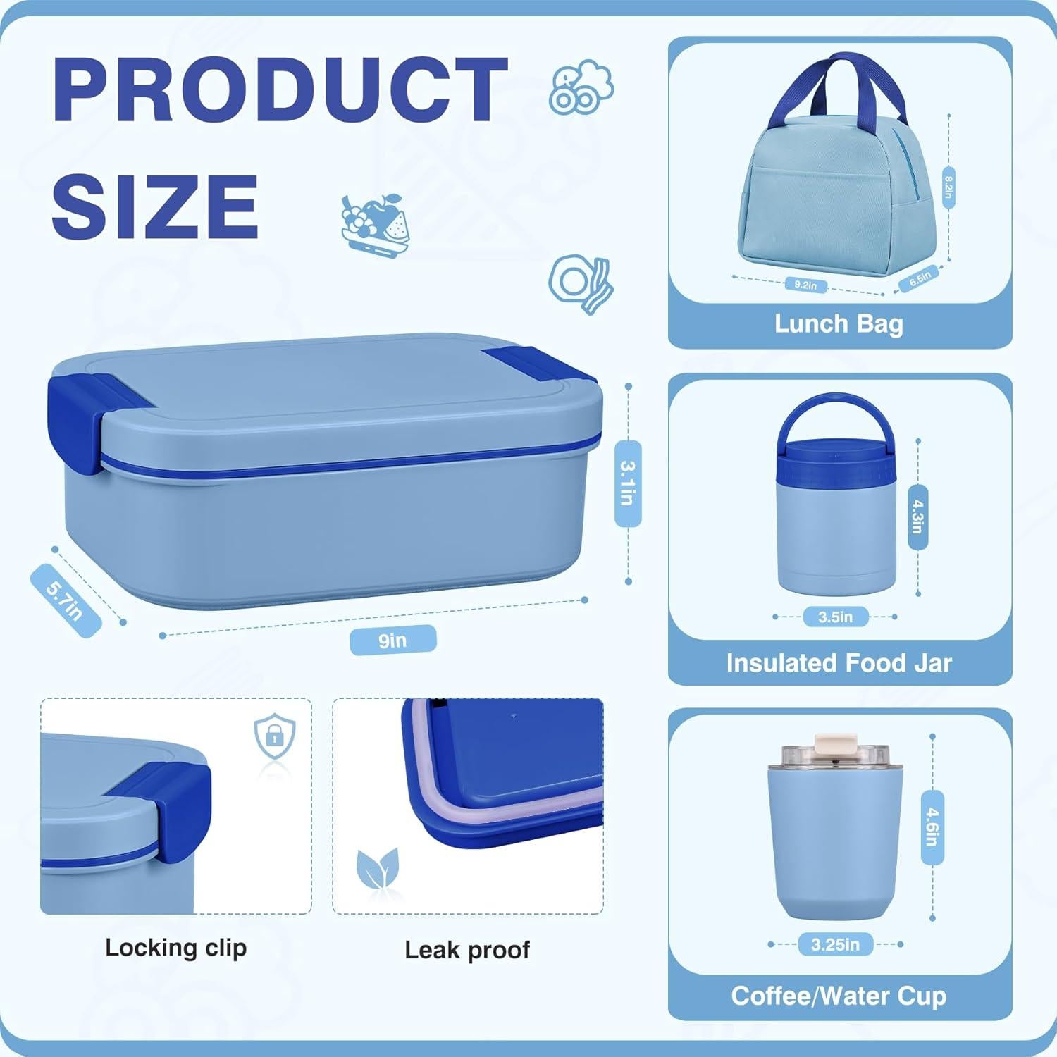 Caja de Almuerzo Bento WyfKyd 4 Compartimentos Acero Inoxidable