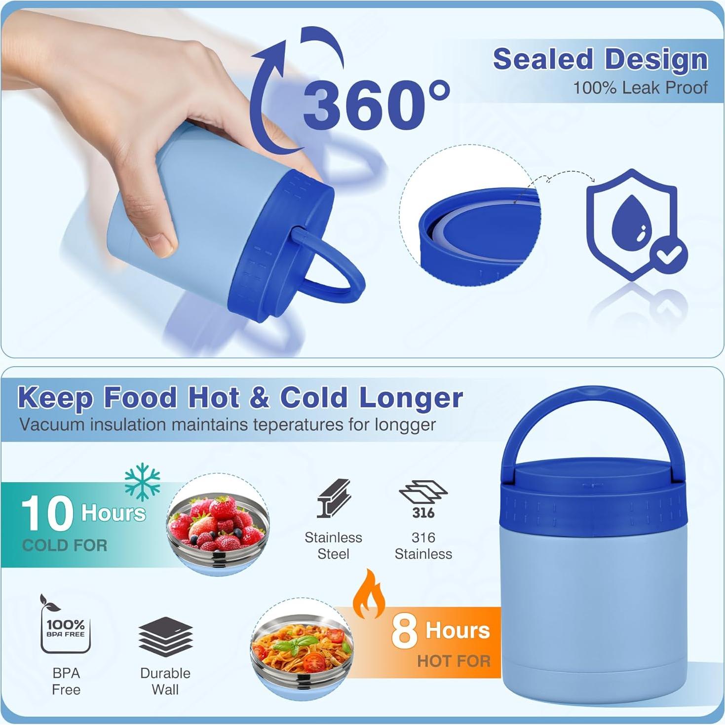 Caja de Almuerzo Bento WyfKyd 4 Compartimentos Acero Inoxidable