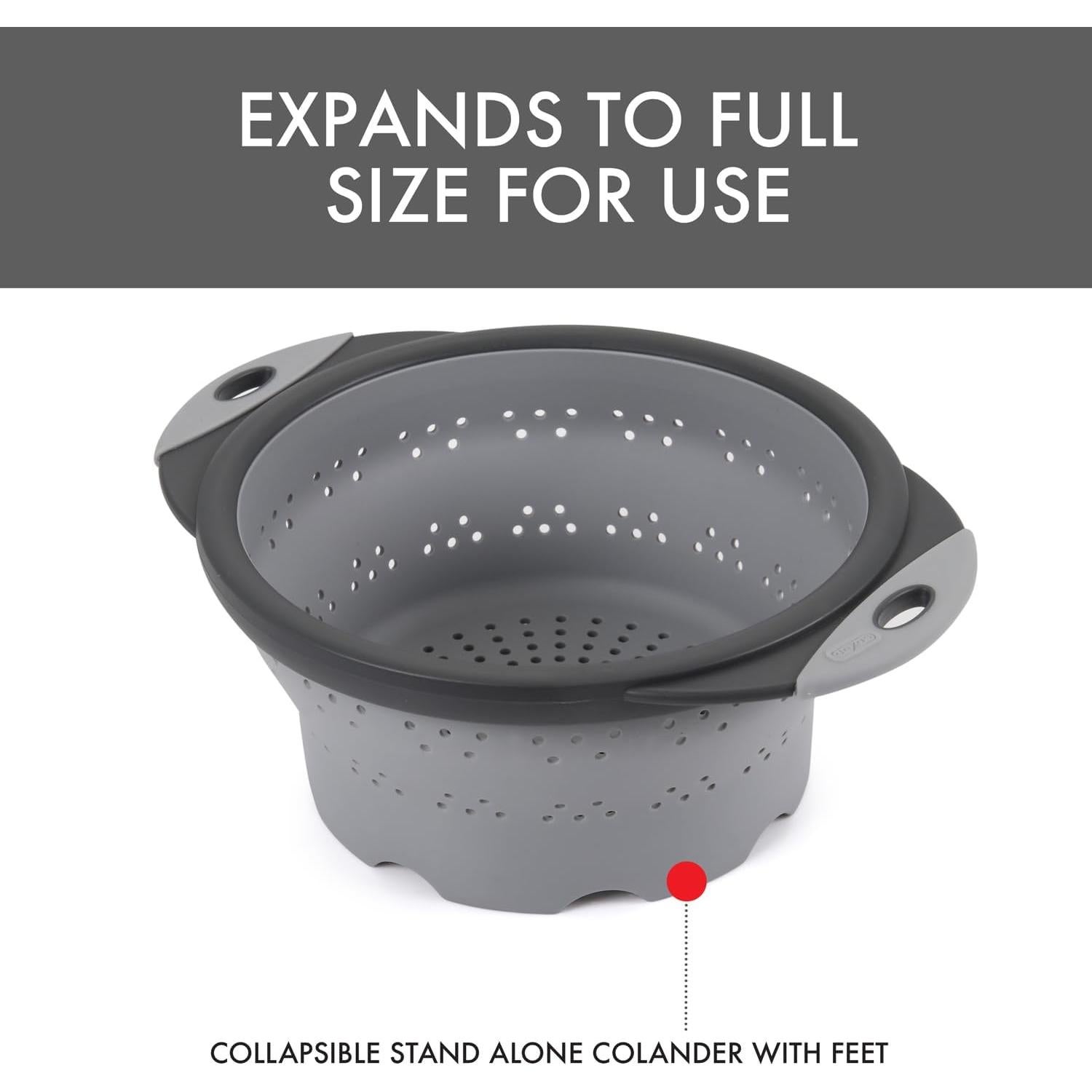 Colador Plegable de Silicona Dexas 20 cm 1.7 L Gris Frío