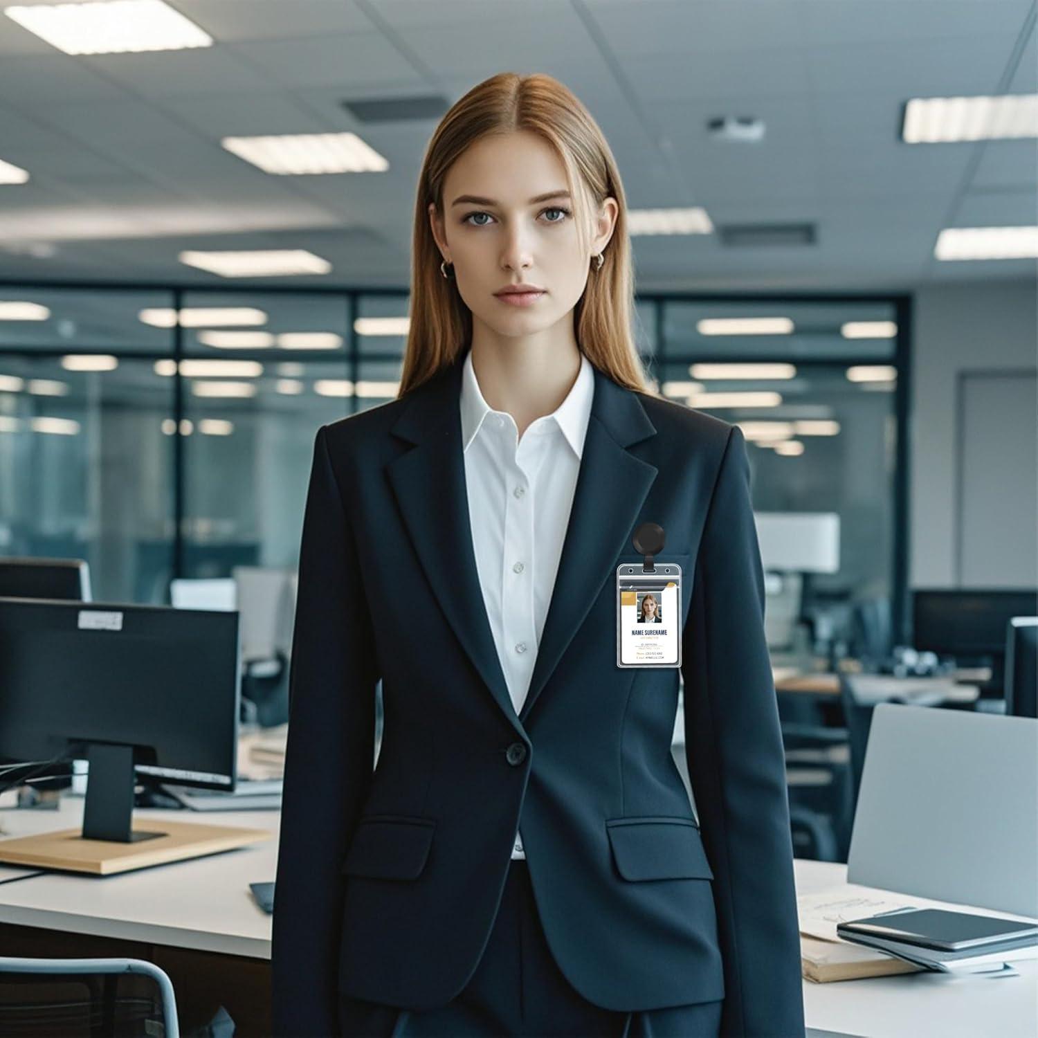 2 Portatarjetas Retráctiles con Clip HENYOUECS Negro