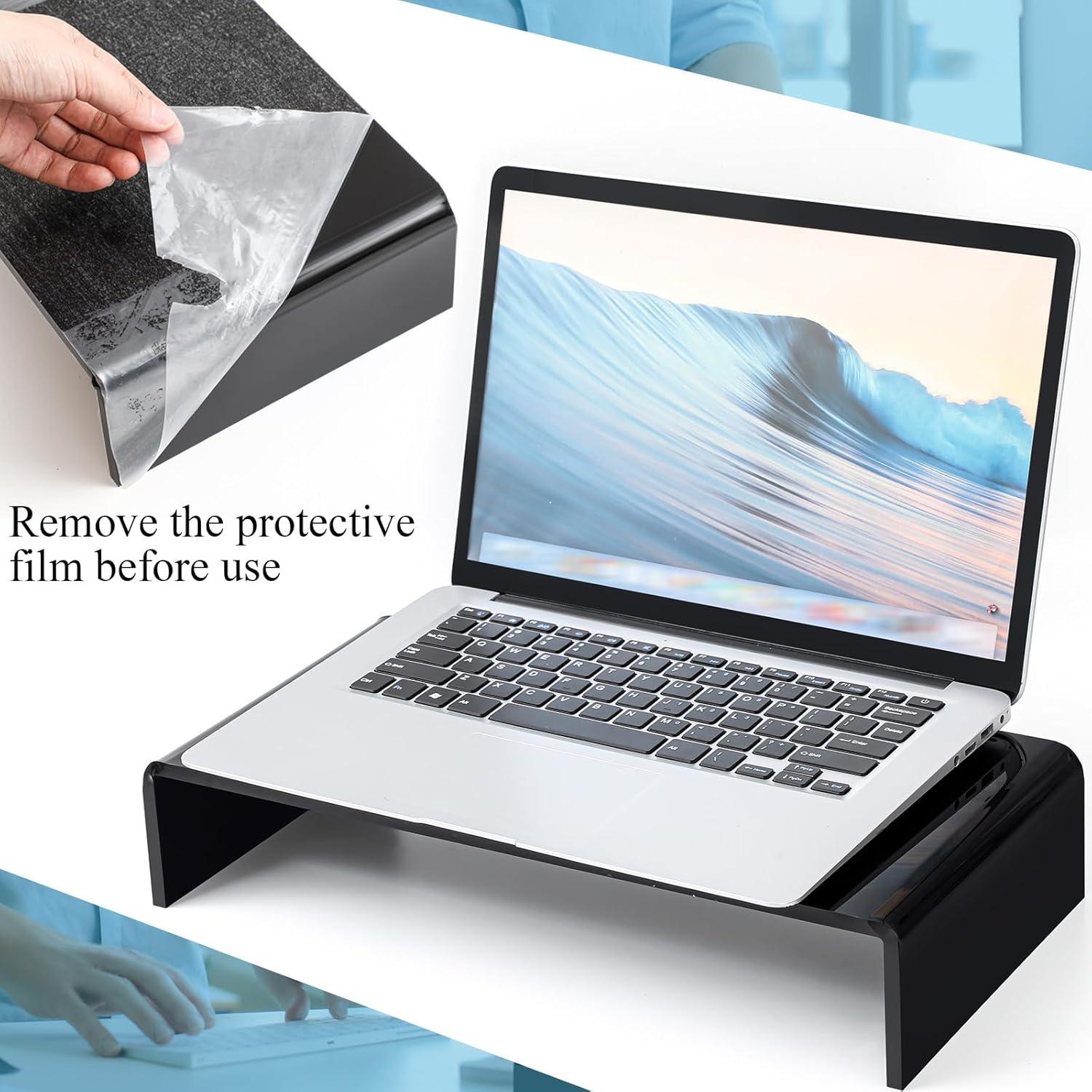 Soporte de Monitor Acrílico Jetec 2 Pcs 30.48x20.32x7.62cm Negro