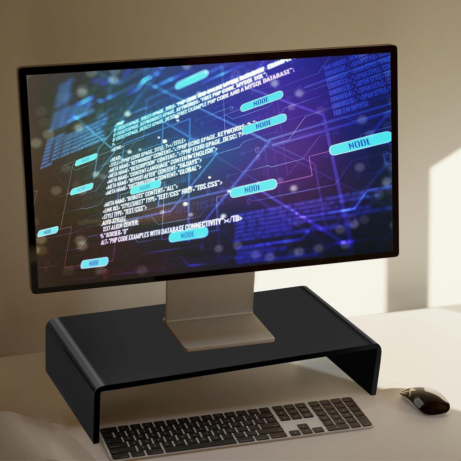 Soporte de Monitor Acrílico Jetec 2 Pcs 30.48x20.32x7.62cm Negro