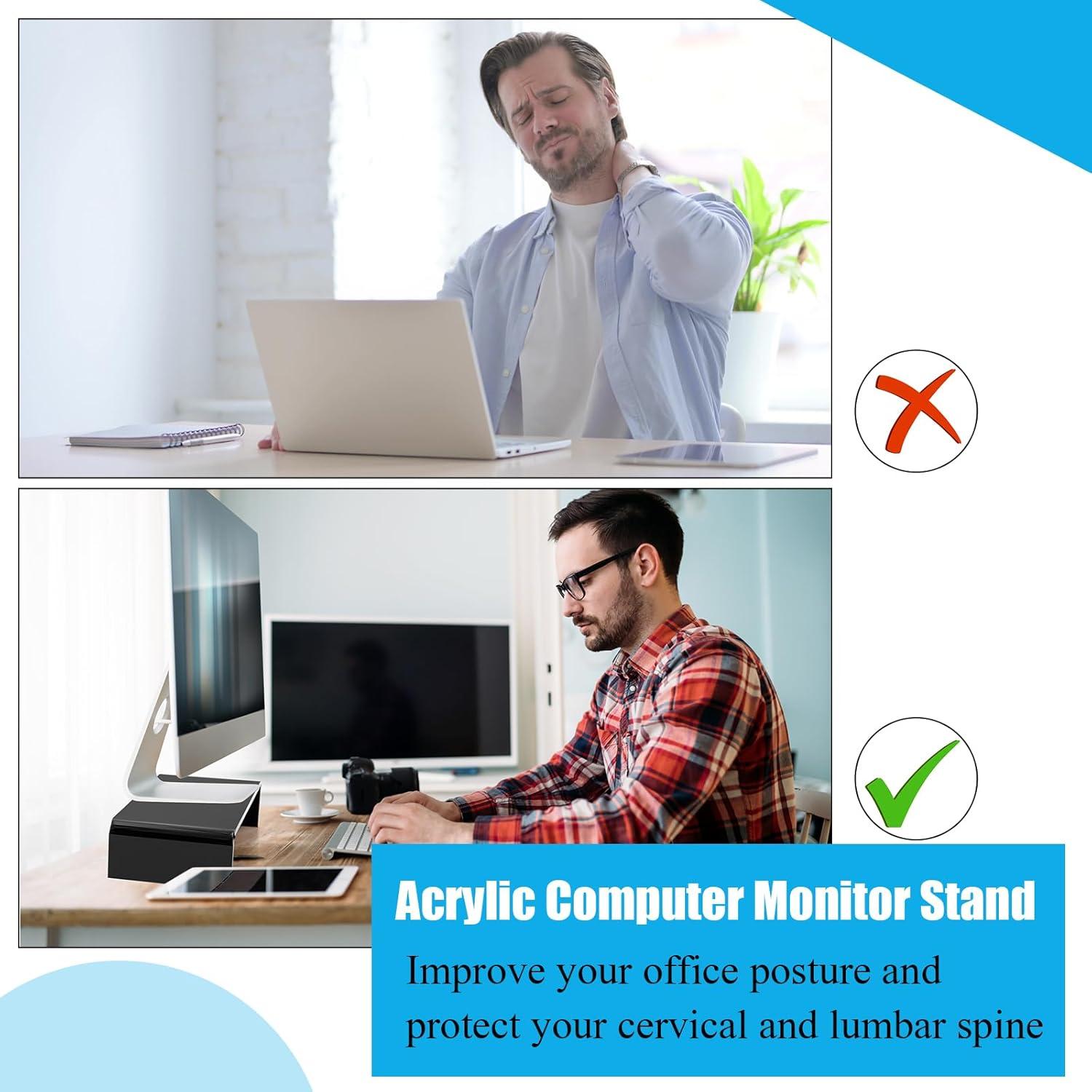 Soporte de Monitor Acrílico Jetec 2 Pcs 30.48x20.32x7.62cm Negro