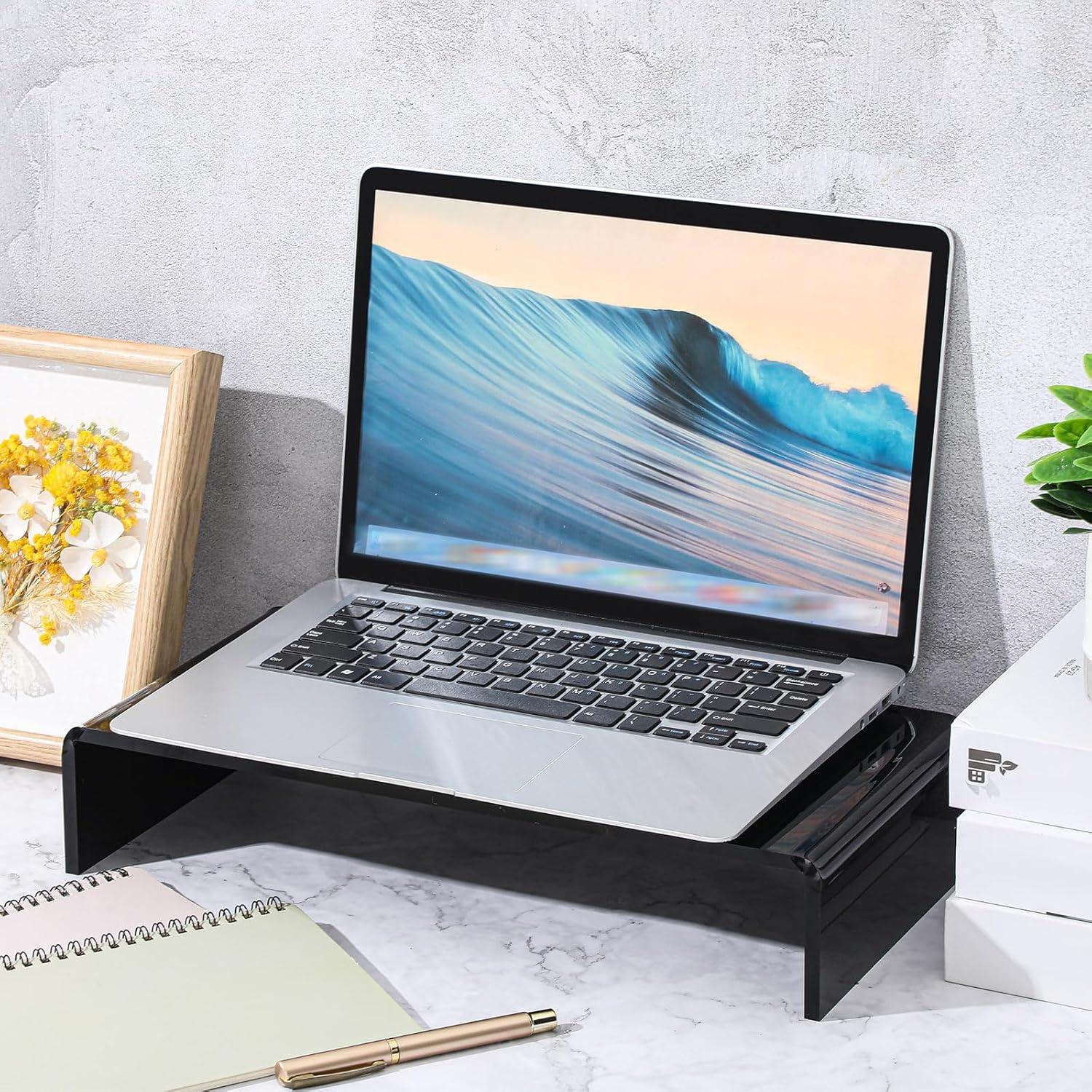 Soporte de Monitor Acrílico Jetec 2 Pcs 30.48x20.32x7.62cm Negro