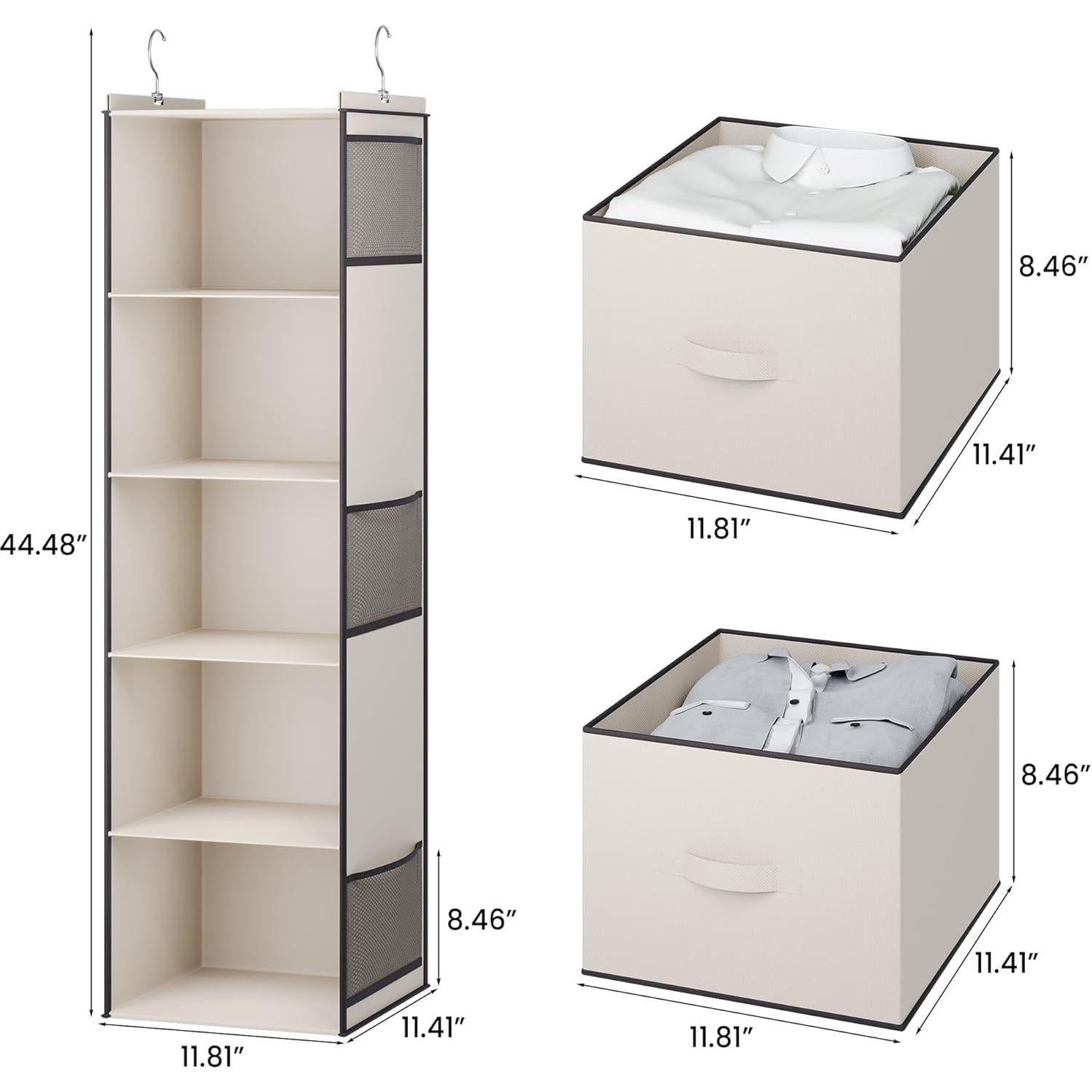 Organizador de Closet Colgante YOUDENOVA 5 Estantes Beige
