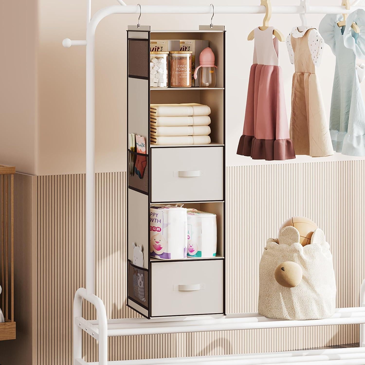 Organizador de Closet Colgante YOUDENOVA 5 Estantes Beige