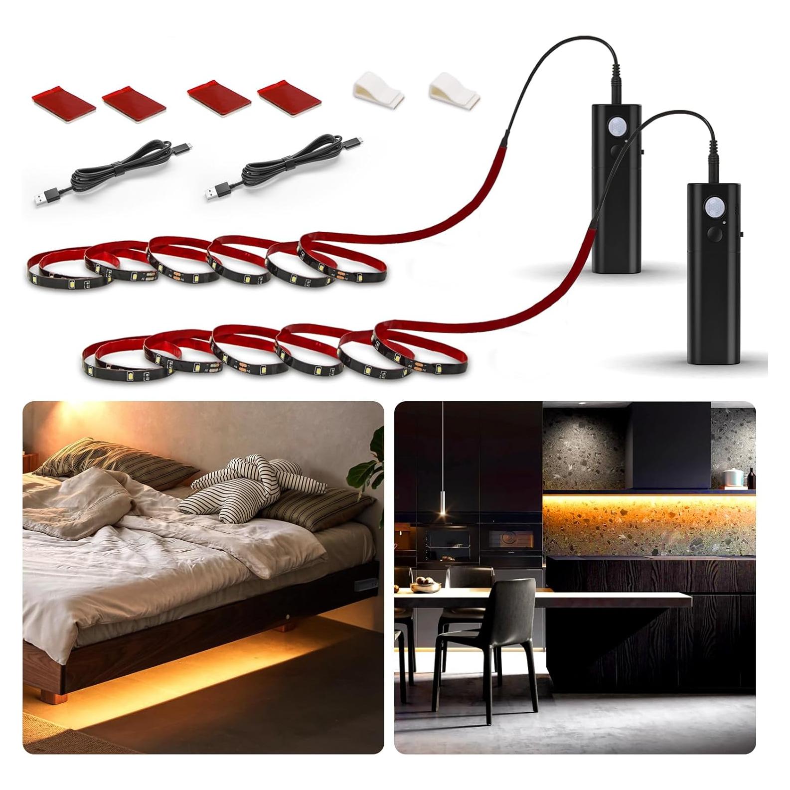 Luz de tira LED WOBANE 2m con sensor de movimiento 2700K