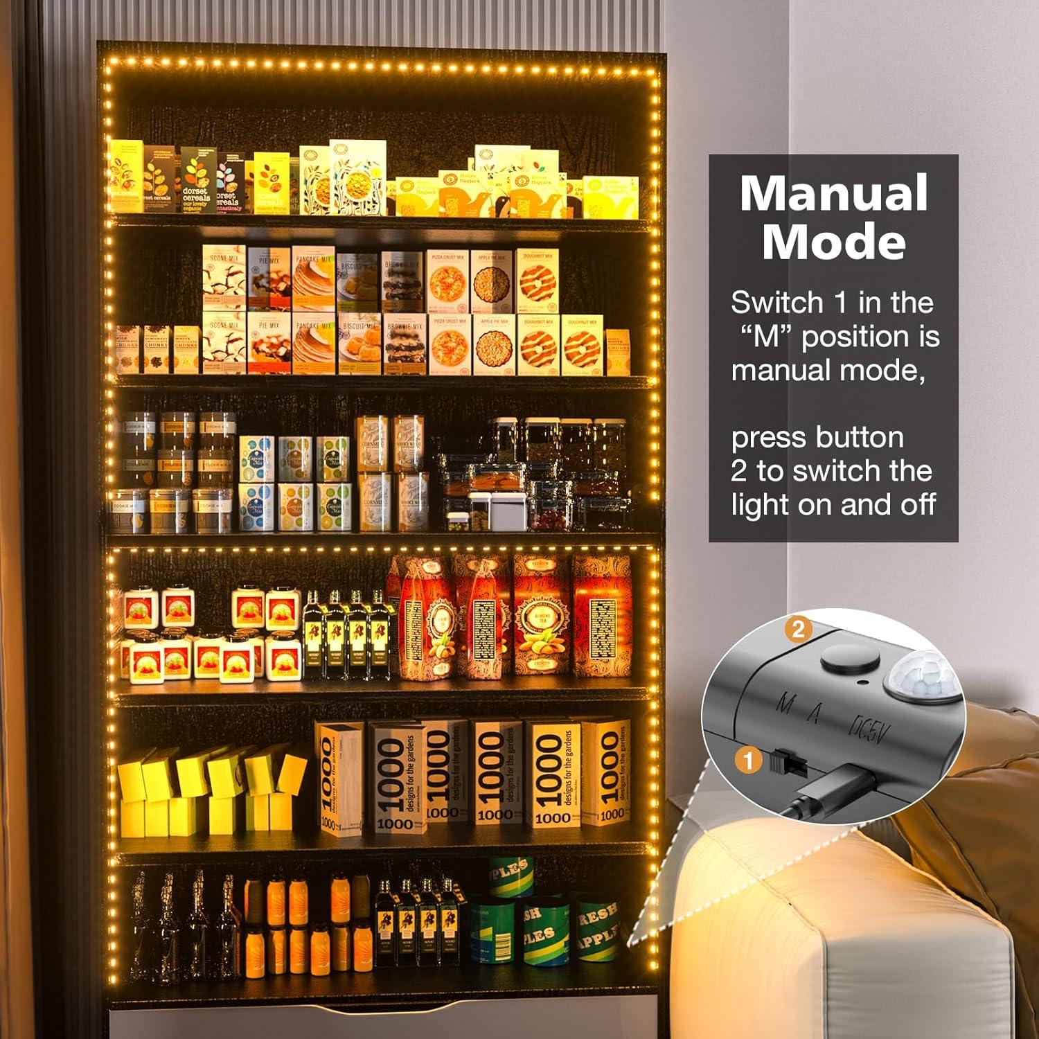 Luz de tira LED WOBANE 2m con sensor de movimiento 2700K