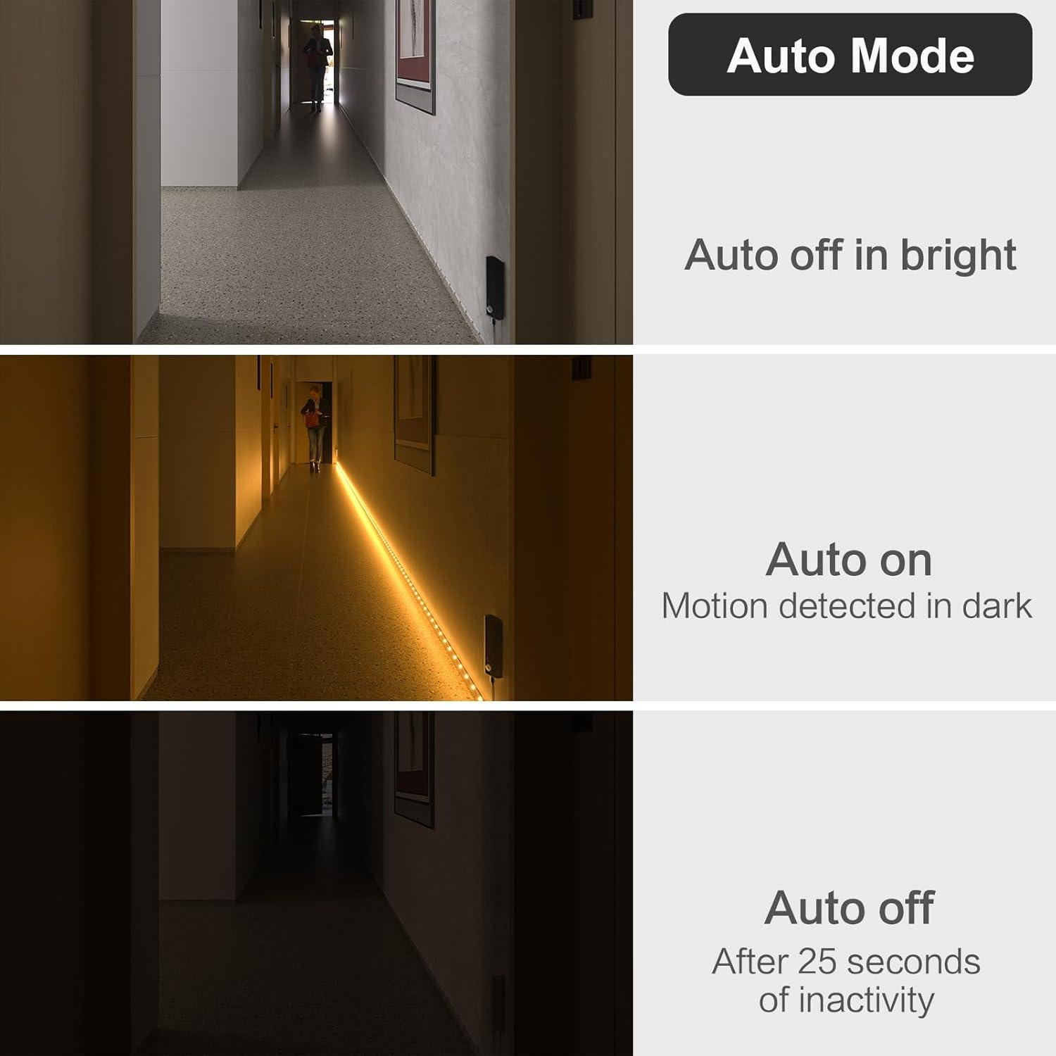 Luz de tira LED WOBANE 2m con sensor de movimiento 2700K