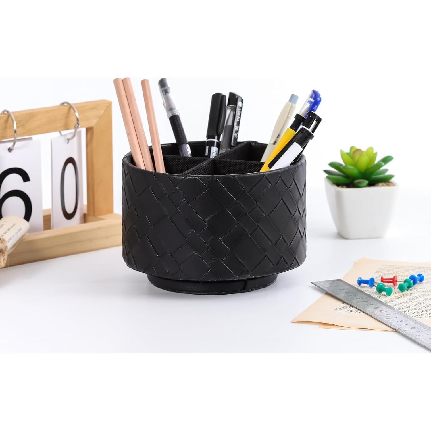 Caddy Organizador de Escritorio LINKWELL Cuero PU 4 Compartimentos