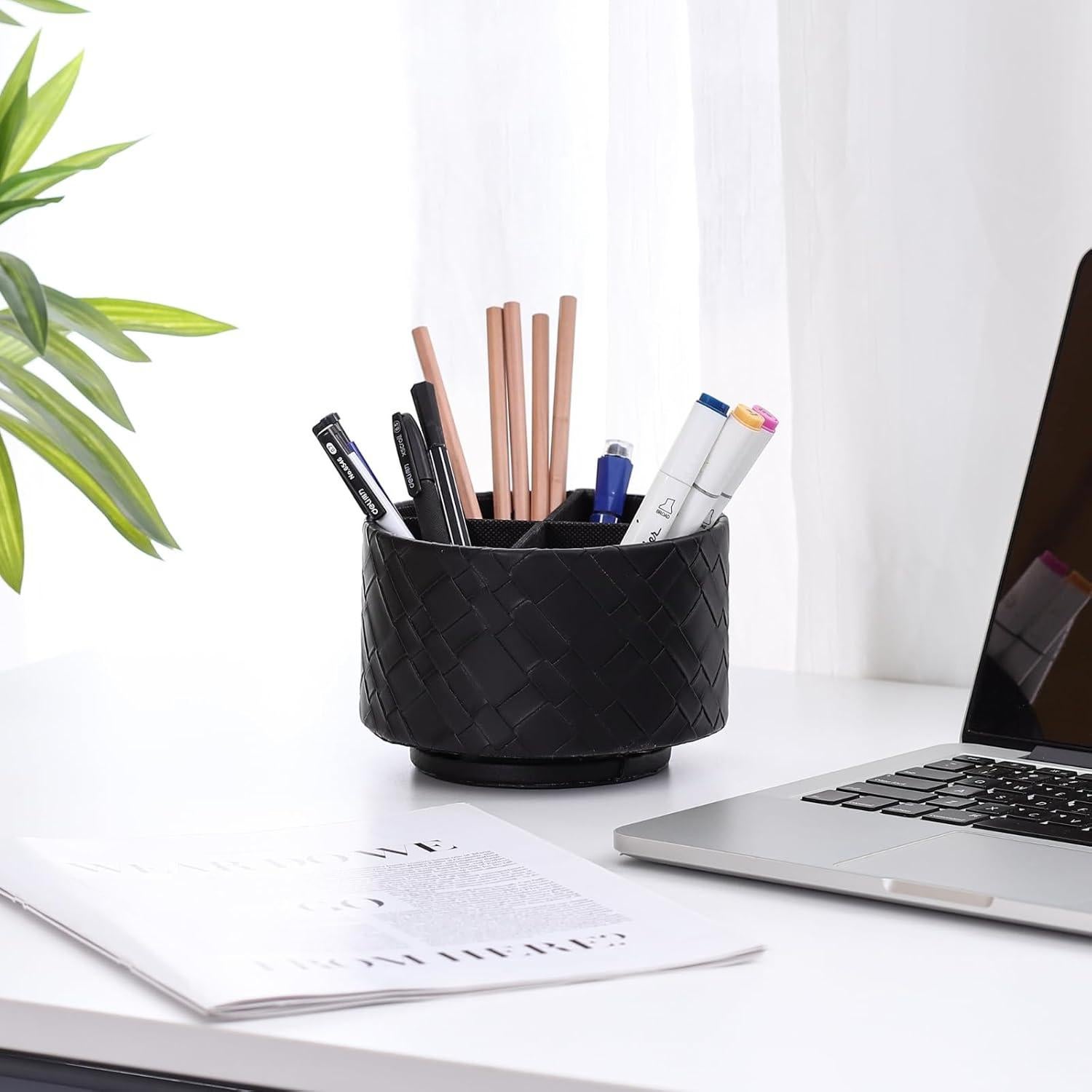 Caddy Organizador de Escritorio LINKWELL Cuero PU 4 Compartimentos