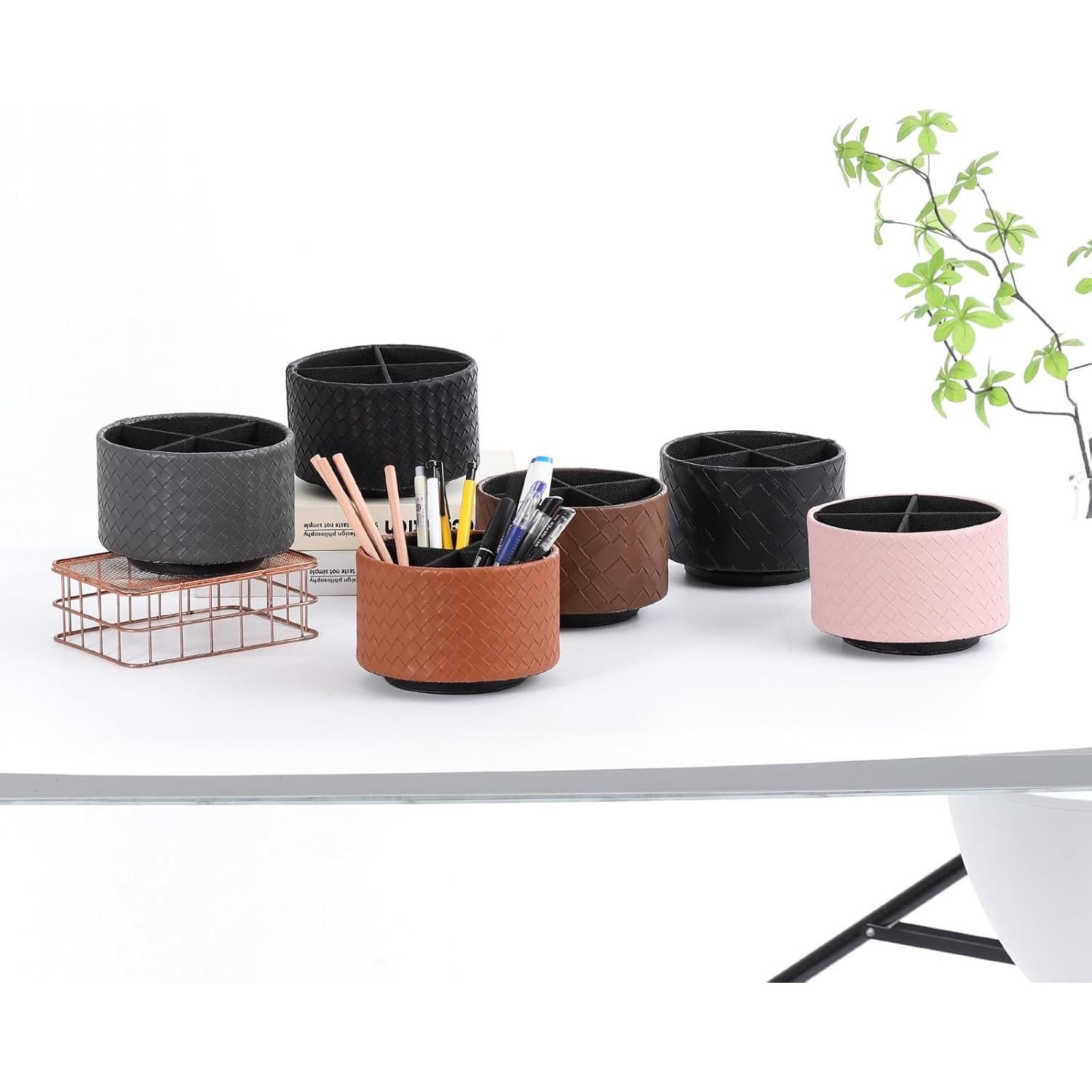 Caddy Organizador de Escritorio LINKWELL Cuero PU 4 Compartimentos