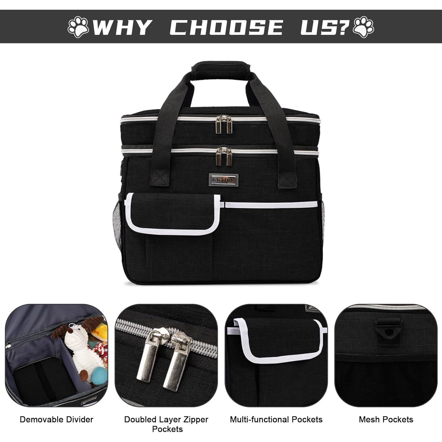 Bolsa de Viaje para Mascotas BAGLHER Doble Capa Negra 38x19x28cm