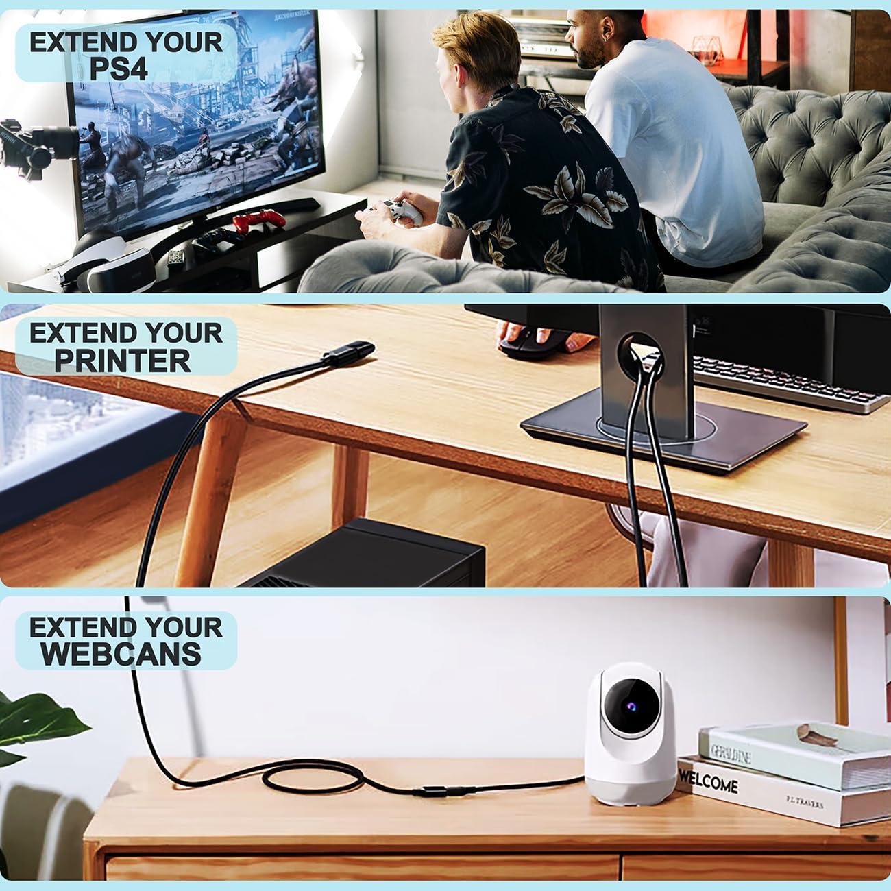 Cable de Extensión USB 3.0 Hsmienk 1.01m Negro Alta Velocidad